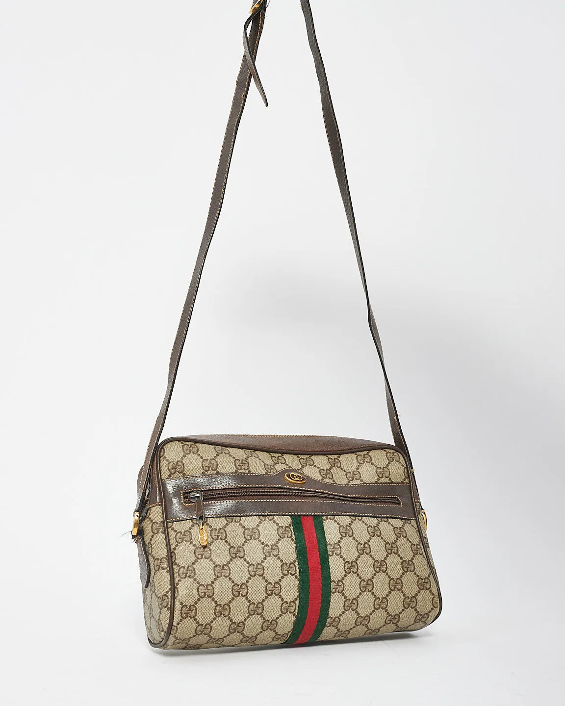 Gucci Brown Vintage GG Plus Ophidia Shoulder Bag