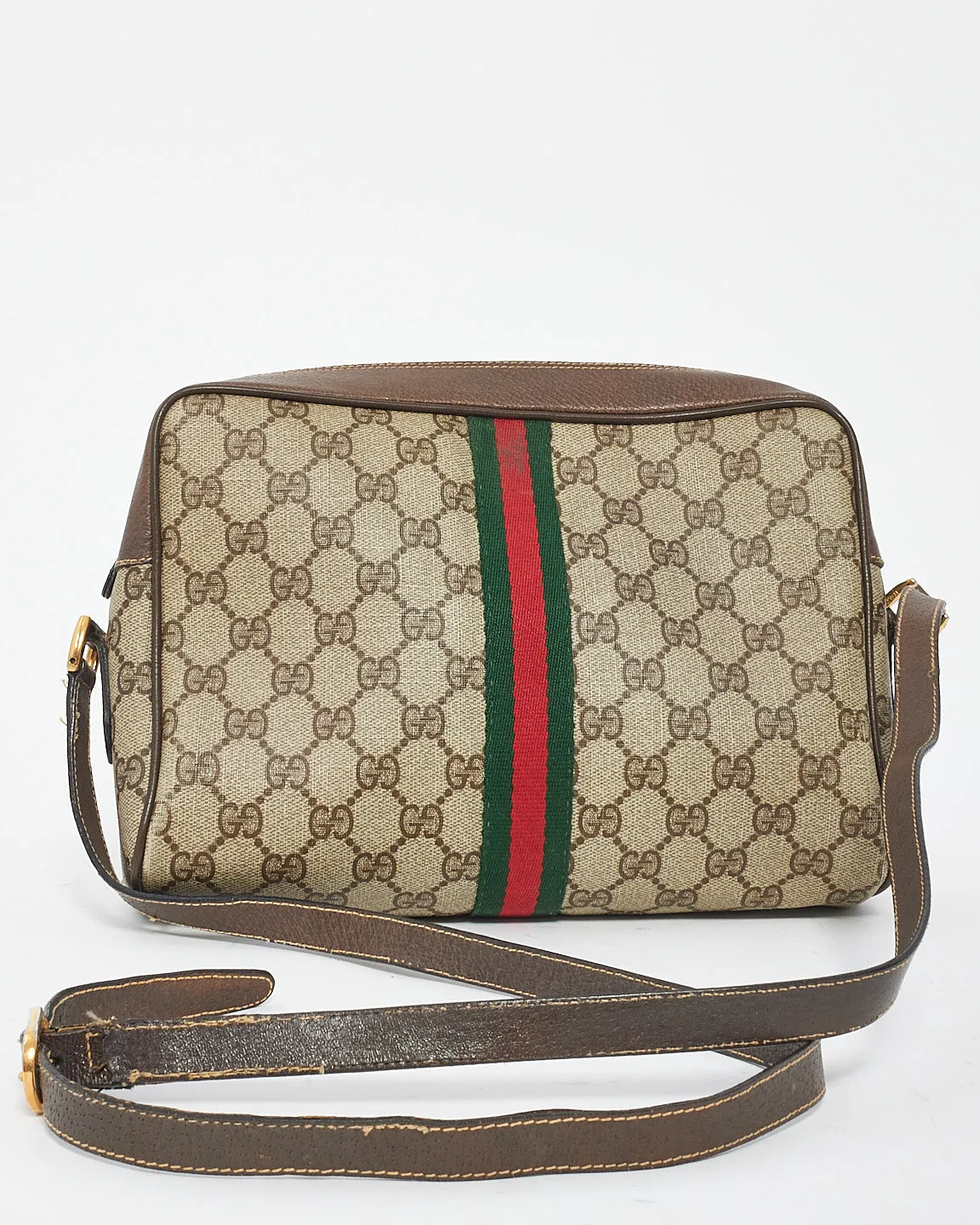 Gucci Brown Vintage GG Plus Ophidia Shoulder Bag
