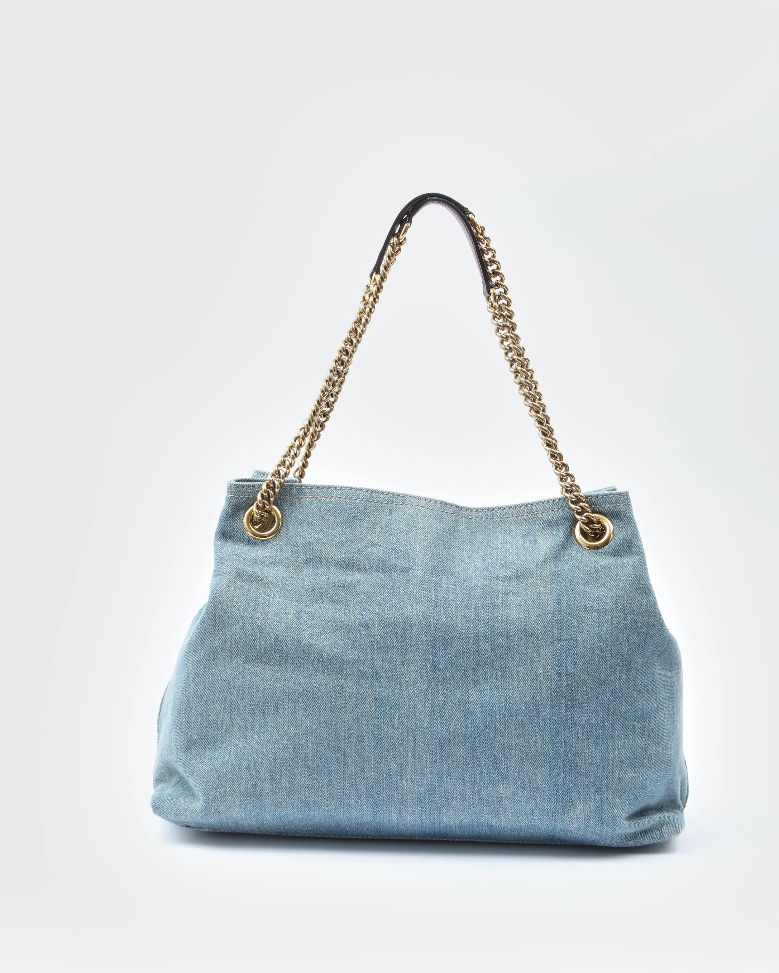 Gucci Denim Soho GG Chain Tote Shoulder Bag
