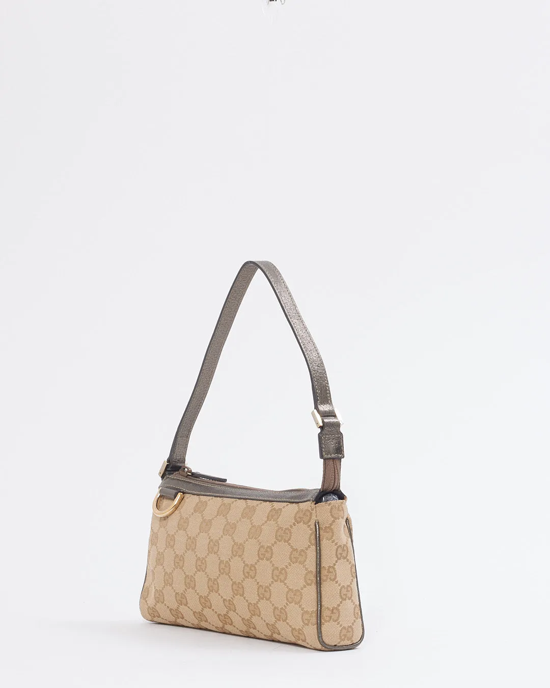 Gucci GG Beige Canvas Print D Ring Small Shoulder Bag