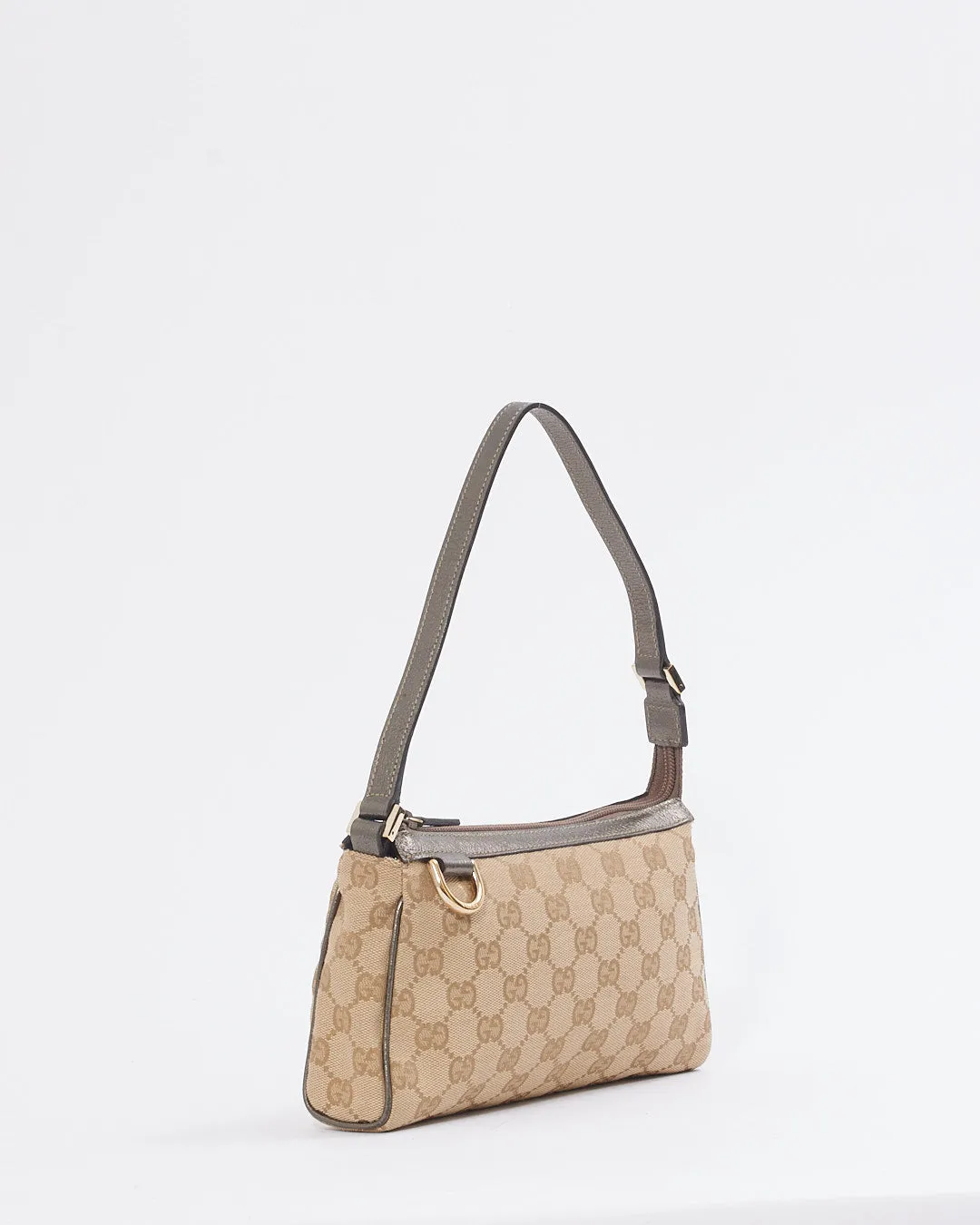 Gucci GG Beige Canvas Print D Ring Small Shoulder Bag