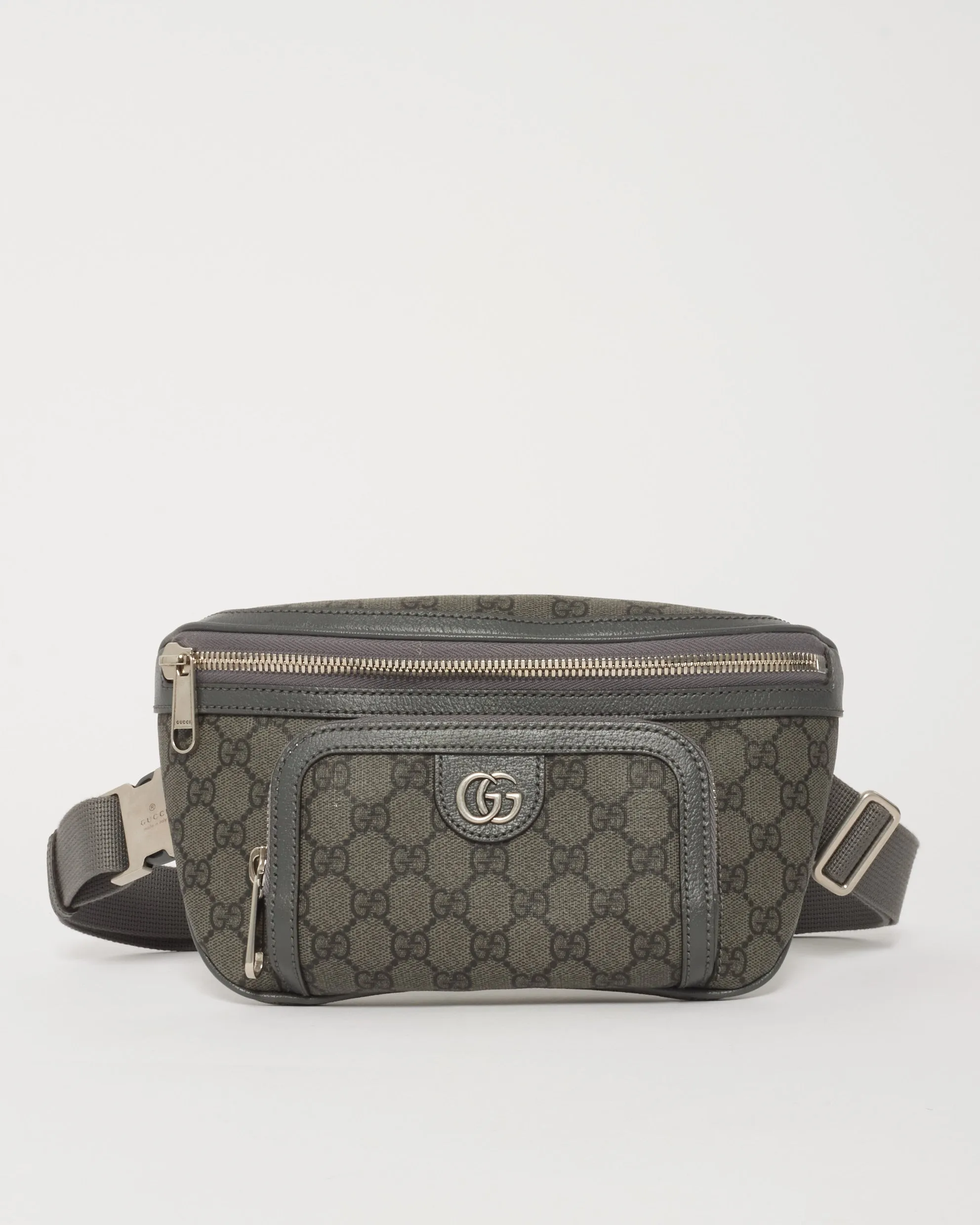 Gucci Grey Monogram GG Supreme Canvas Ophidia Belt Bag