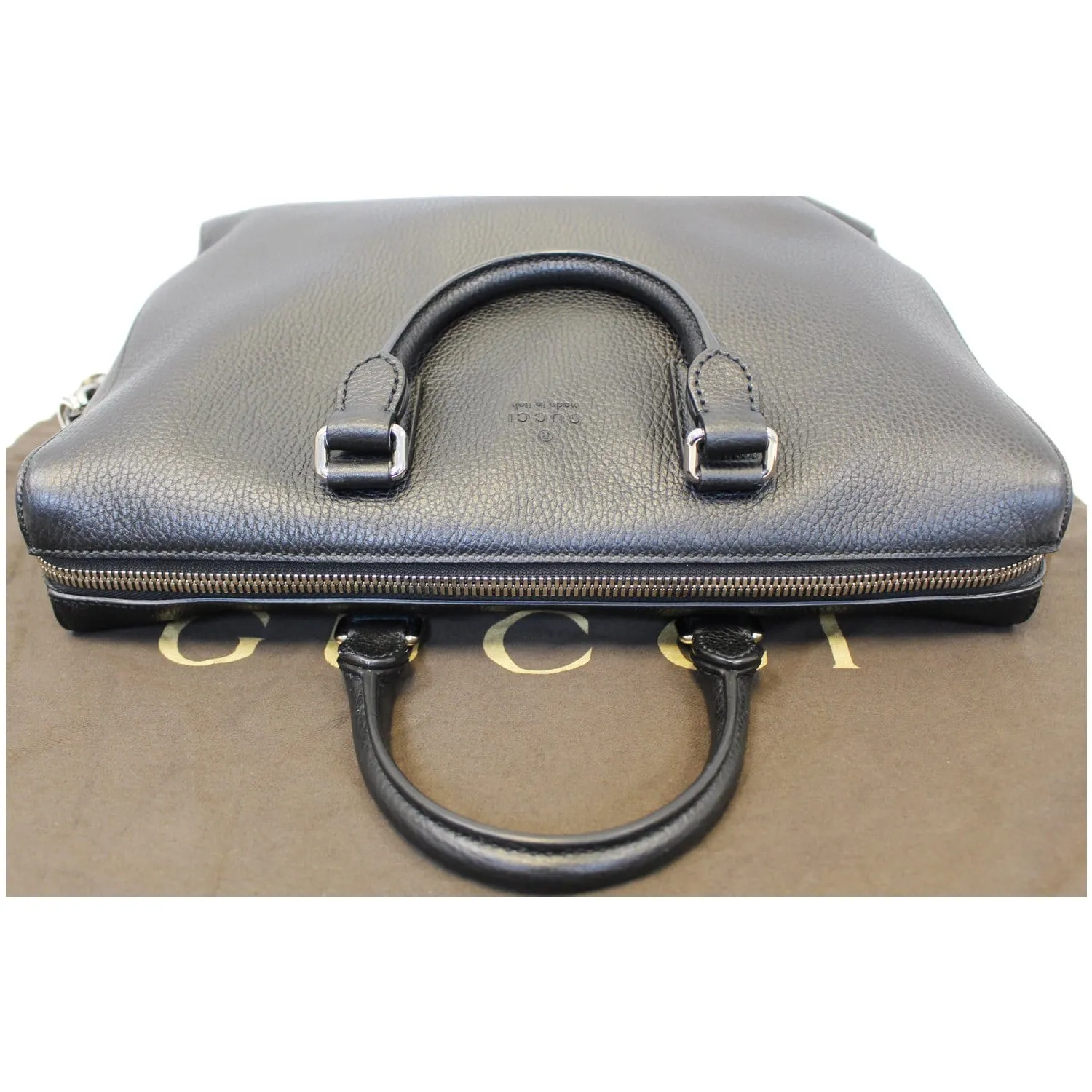 GUCCI Leather Business Briefcase Bag Black 387074