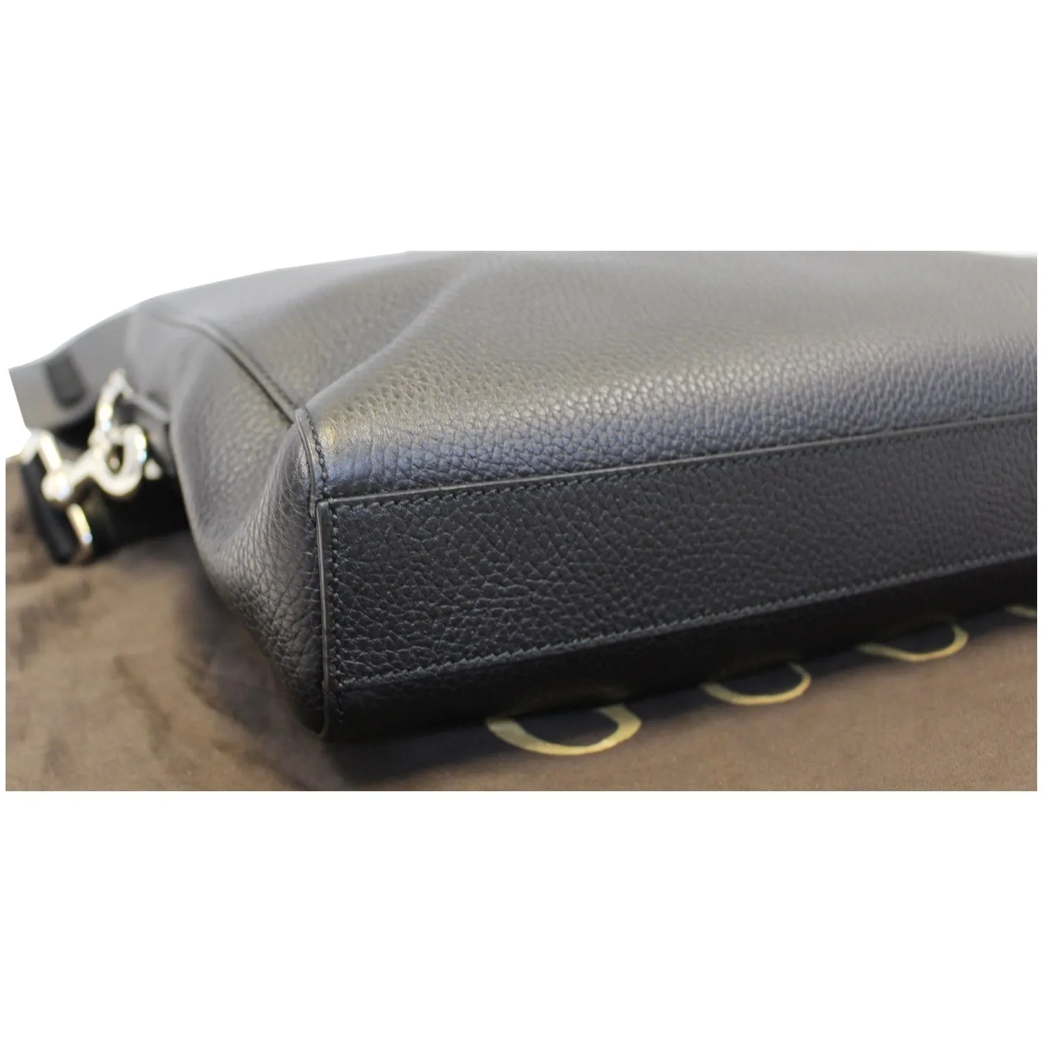 GUCCI Leather Business Briefcase Bag Black 387074