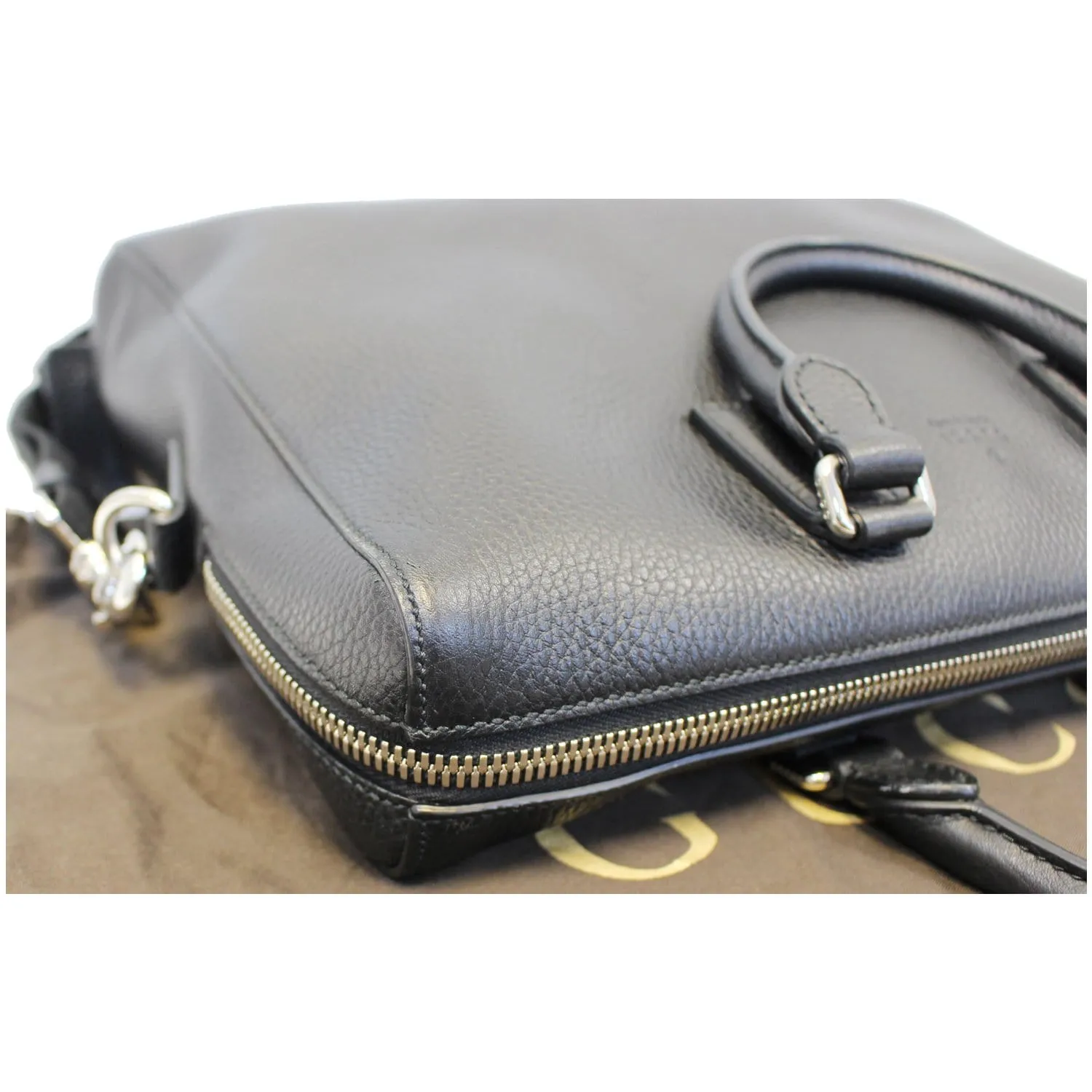 GUCCI Leather Business Briefcase Bag Black 387074