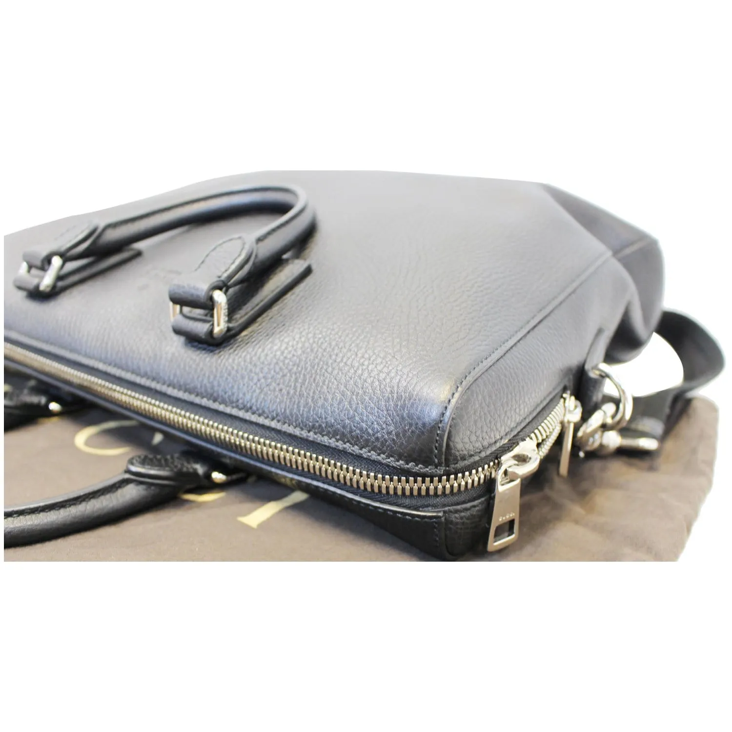 GUCCI Leather Business Briefcase Bag Black 387074