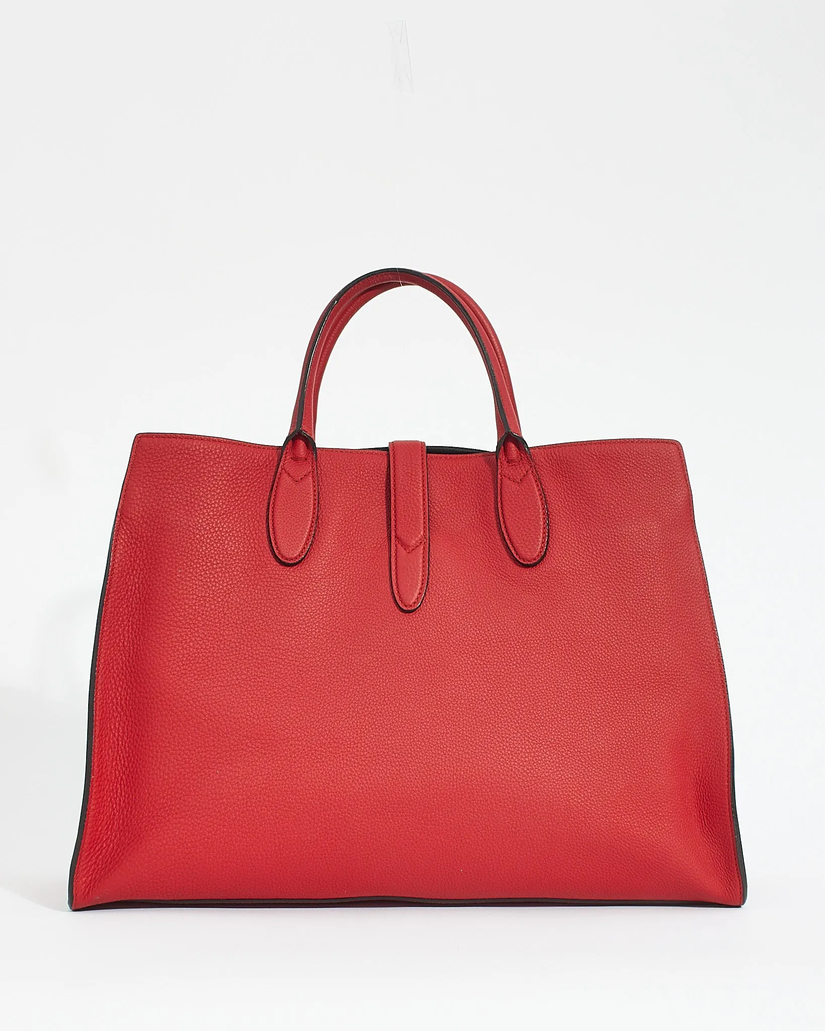 Gucci Red Pebbled Leather Jackie Large Top Handle Tote Bag