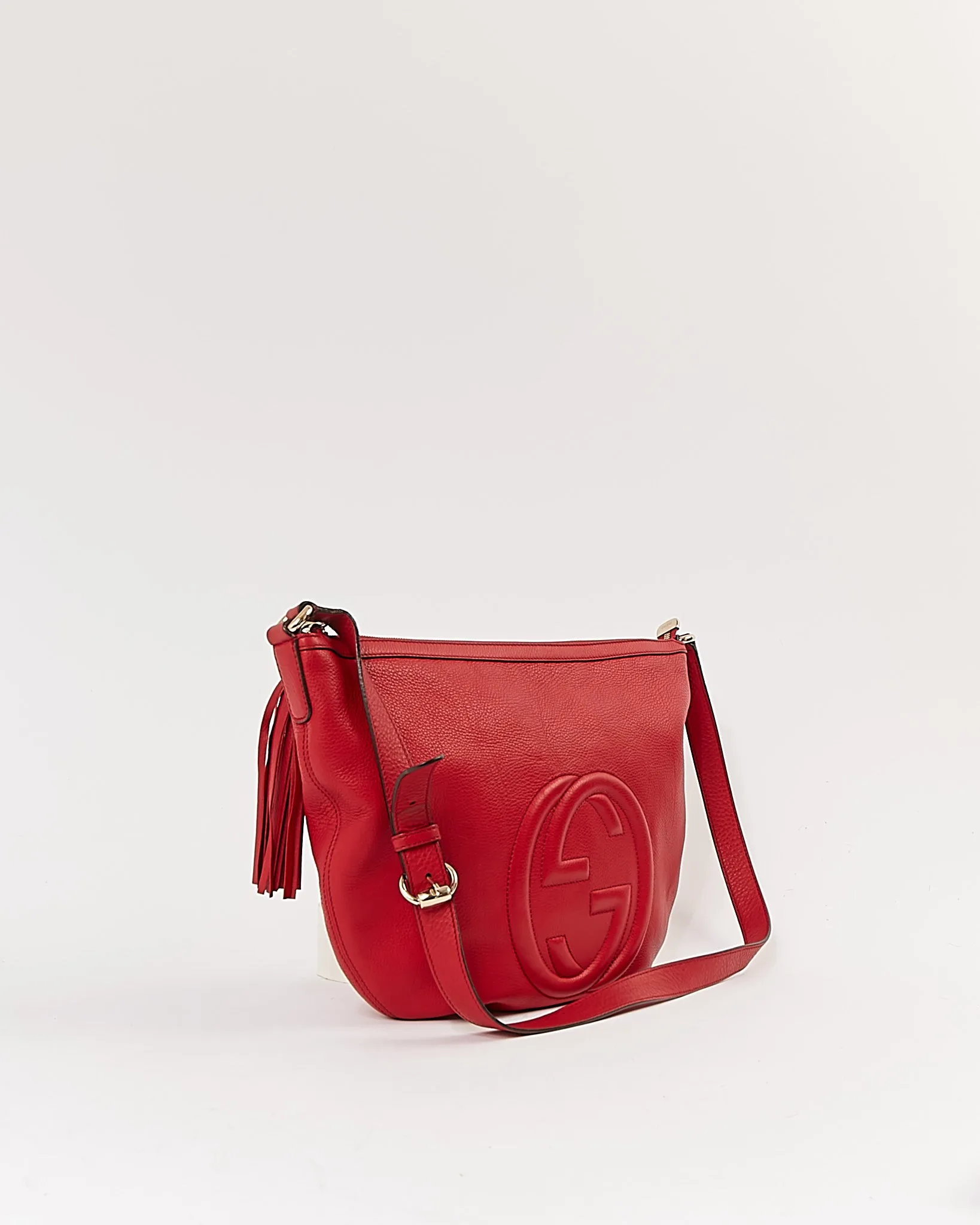 Gucci Red Pebbled Leather Soho Crossbody Bag