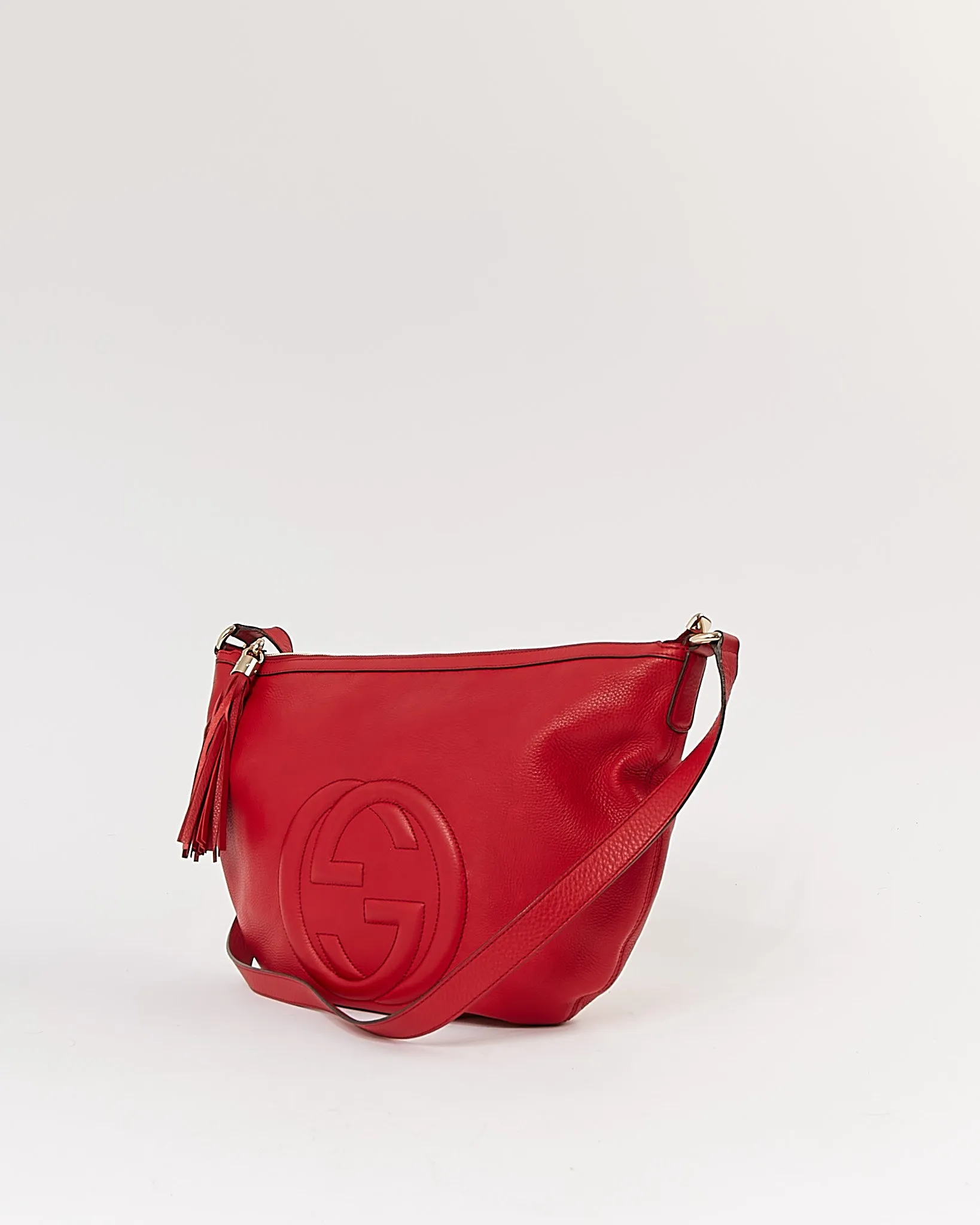 Gucci Red Pebbled Leather Soho Crossbody Bag