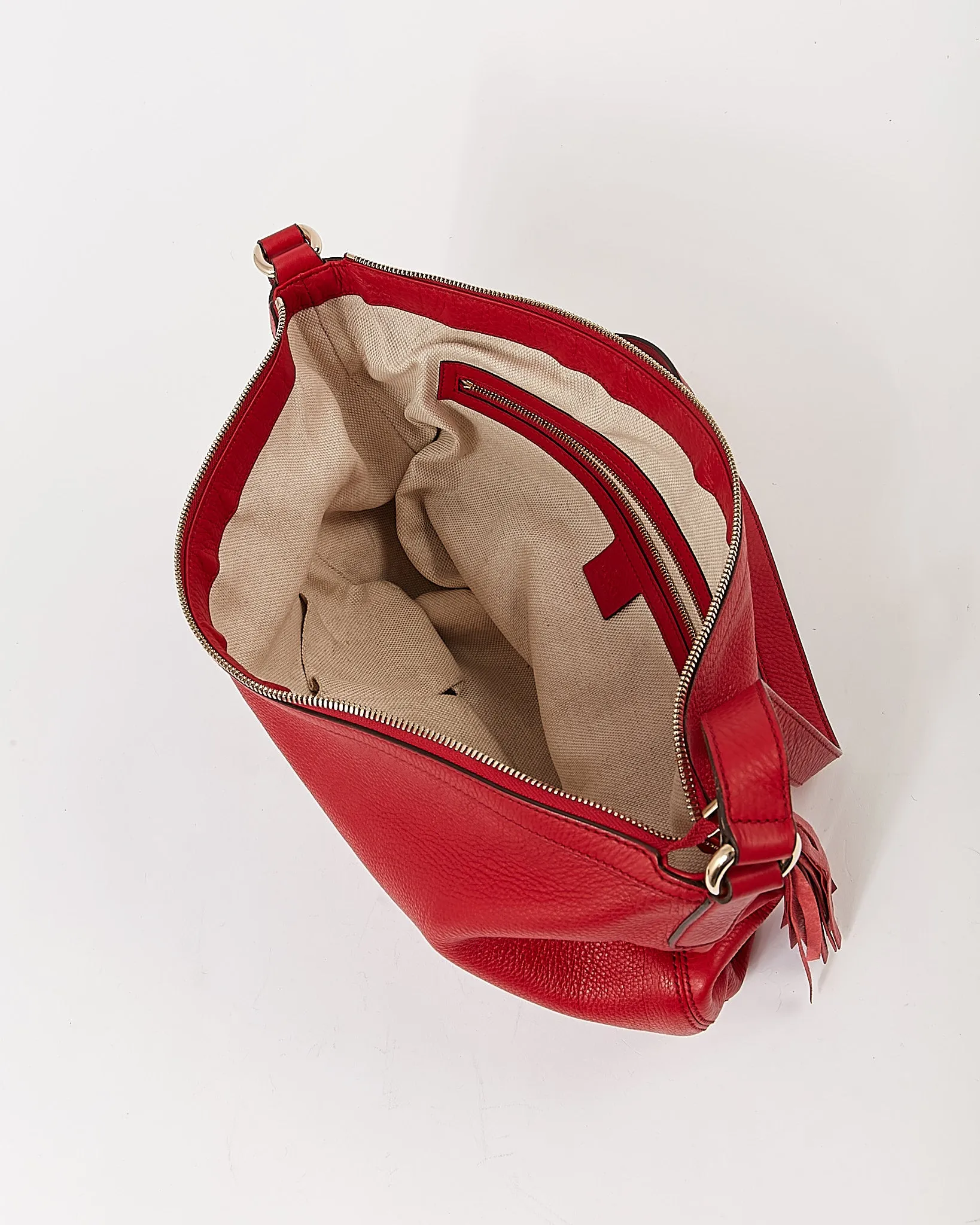 Gucci Red Pebbled Leather Soho Crossbody Bag