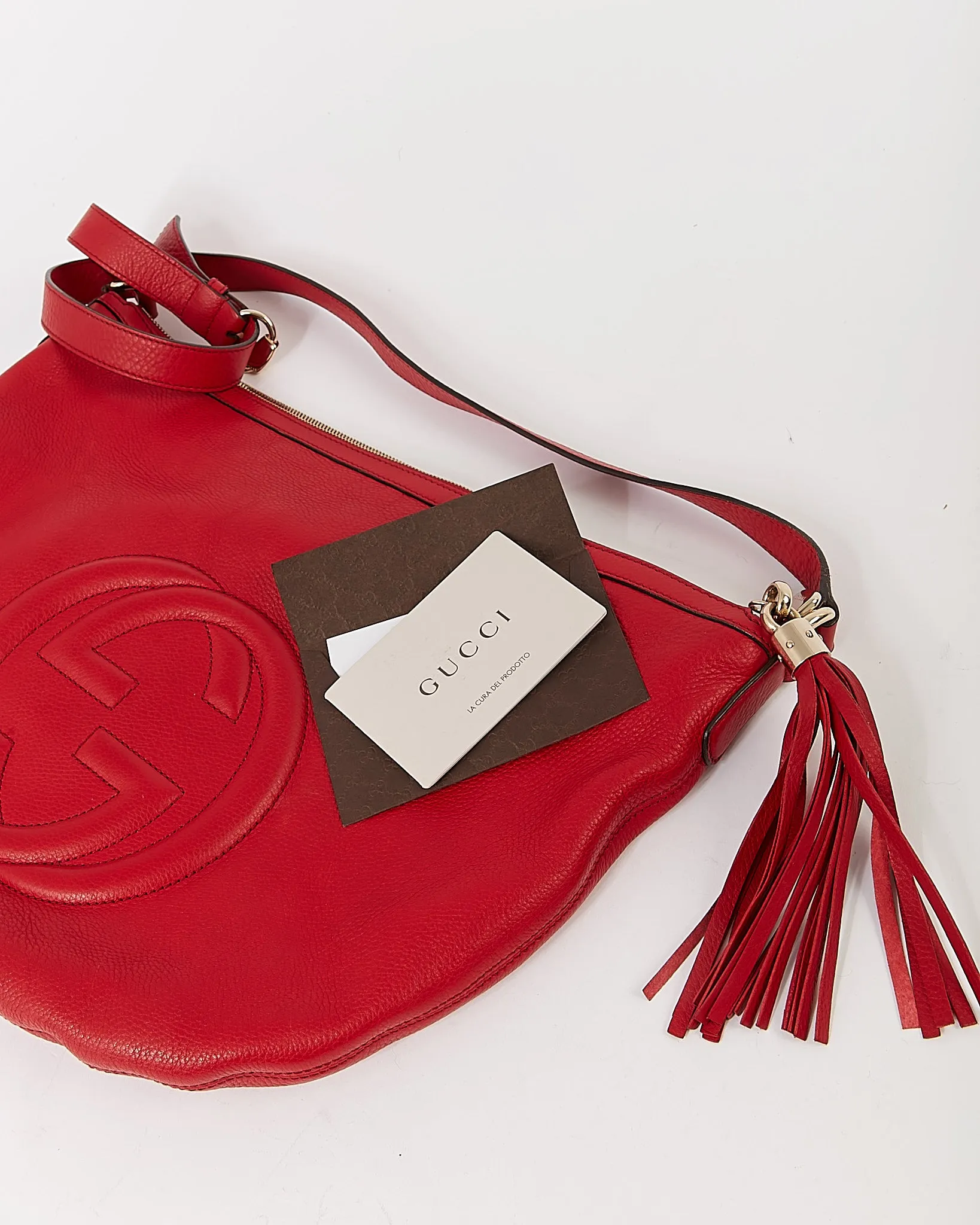 Gucci Red Pebbled Leather Soho Crossbody Bag