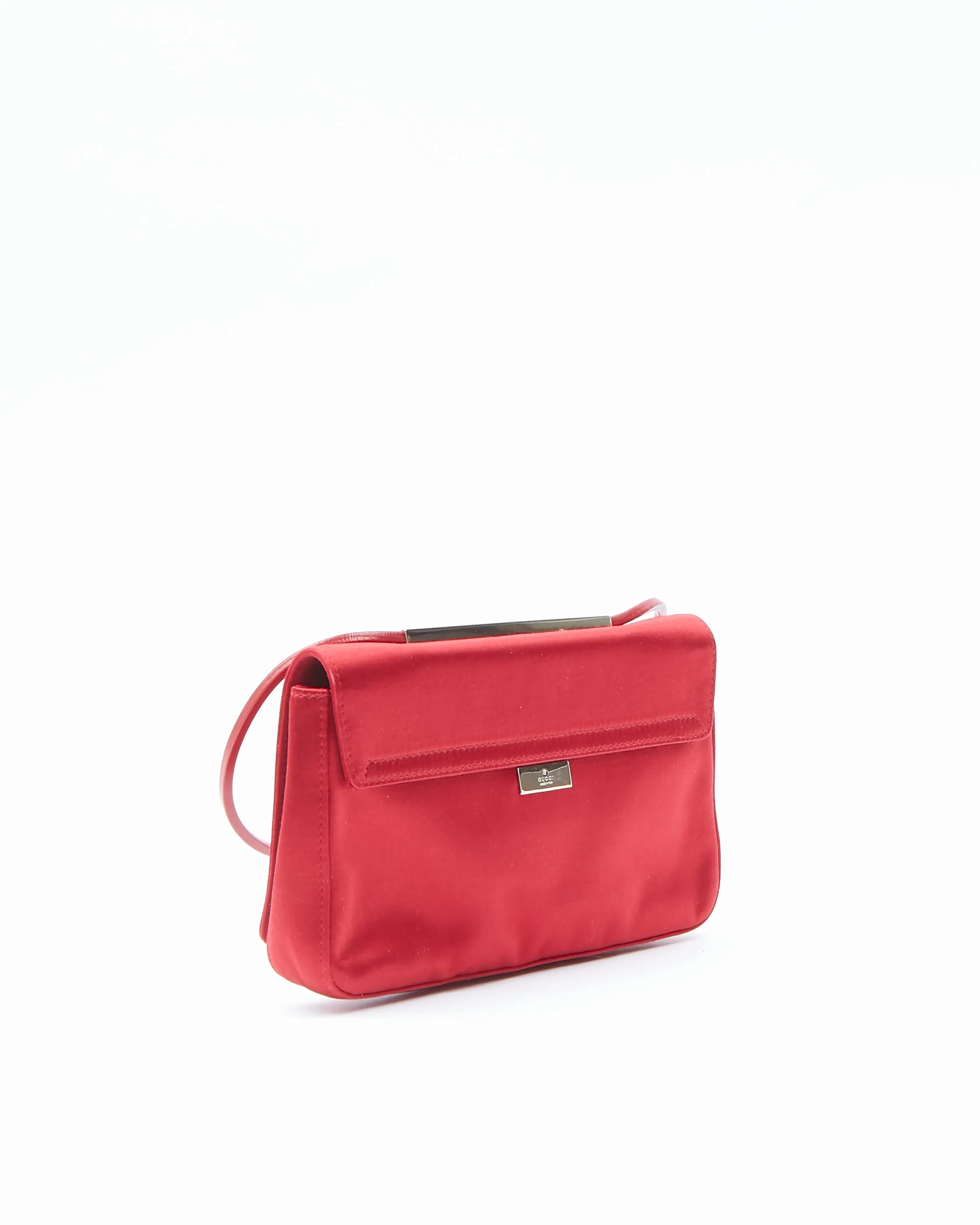 Gucci Red Satin Evening Shoulder Bag
