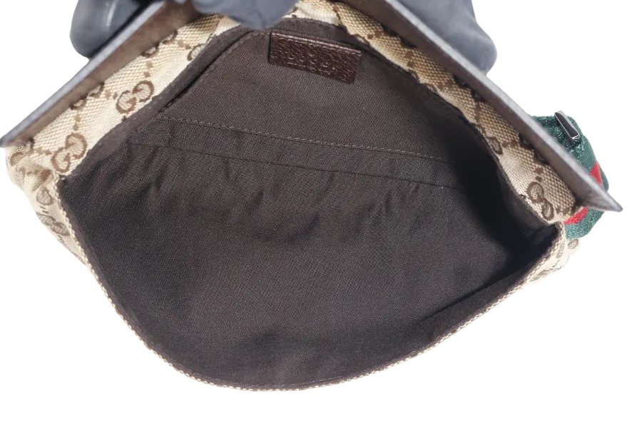GUCCI SHELLY LINE GG WAIST BAG (180691) CANVAS WITH DUST COVER