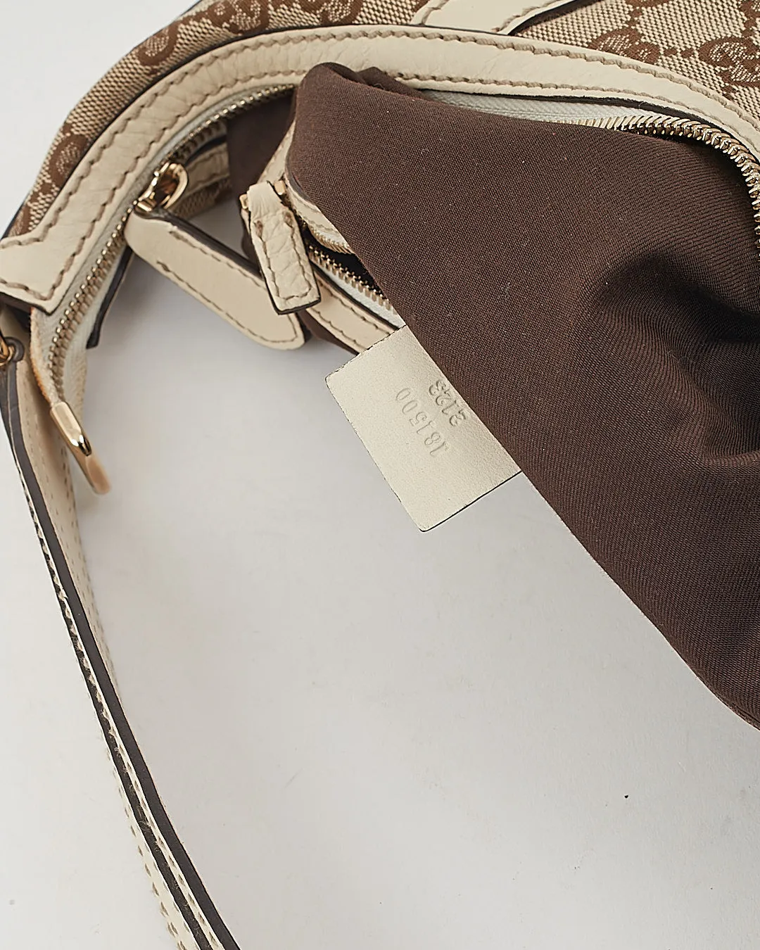 Gucci White Trim GG Print Canvas Shoulder Bag