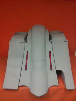 Harley Davidson 6" Heritage Softail Out & Down Extended Saddlebags 6 x 9 Speaker Lids   LED Fender Right Side Cut Out