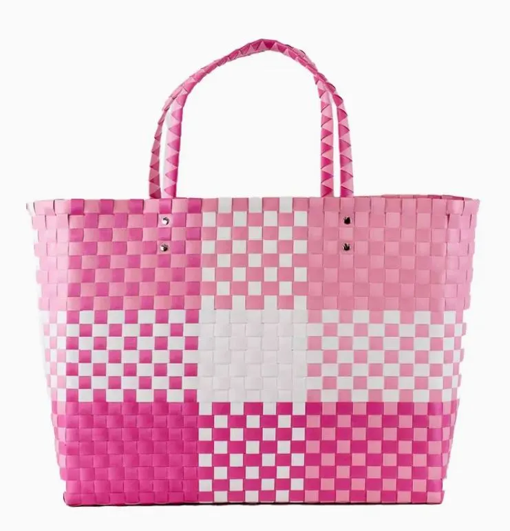 Heather Woven Beach Tote - Pink
