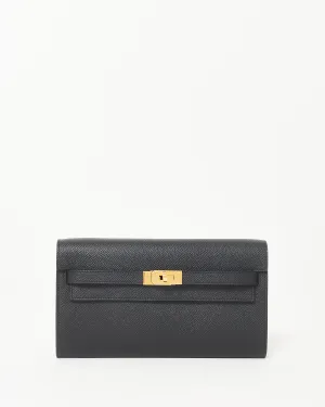 Hermès Black Leather GHW Kelly To Go Crossbody Bag