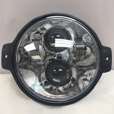 Honda VTX 1300 / 1800 C / R / S - 5 3/4" CUSTOM DESIGN SKULL DAYMAKER Chrome HID LED Light Bulb Headlight Motorcycle 5.75" Mount