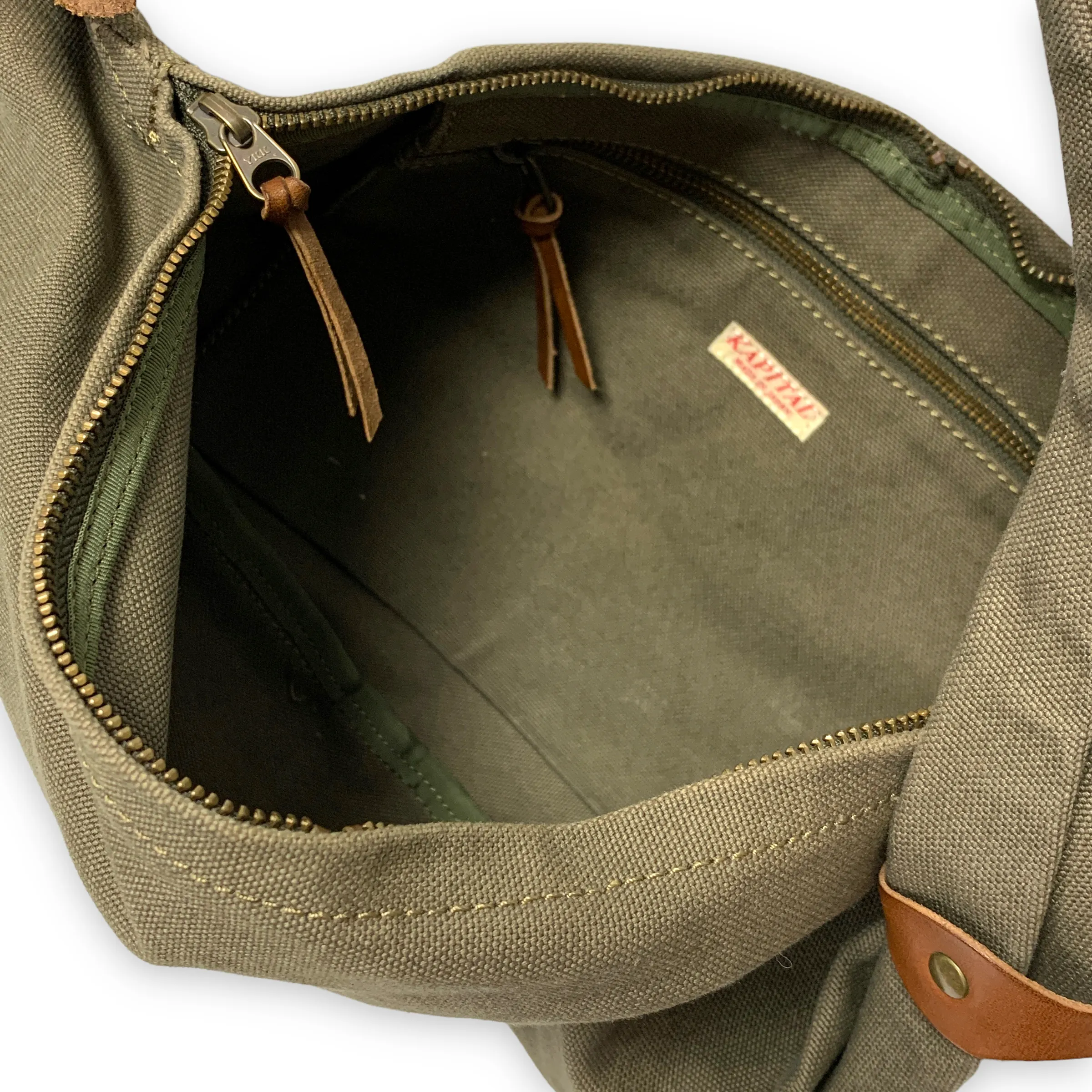Kapital #6 Cotton Canvas Little Snufkin Bag Olive