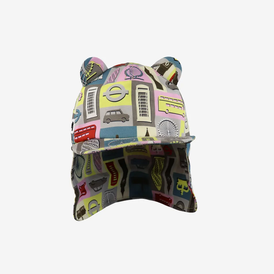 Kids Cub hat with neck flap: London Brights