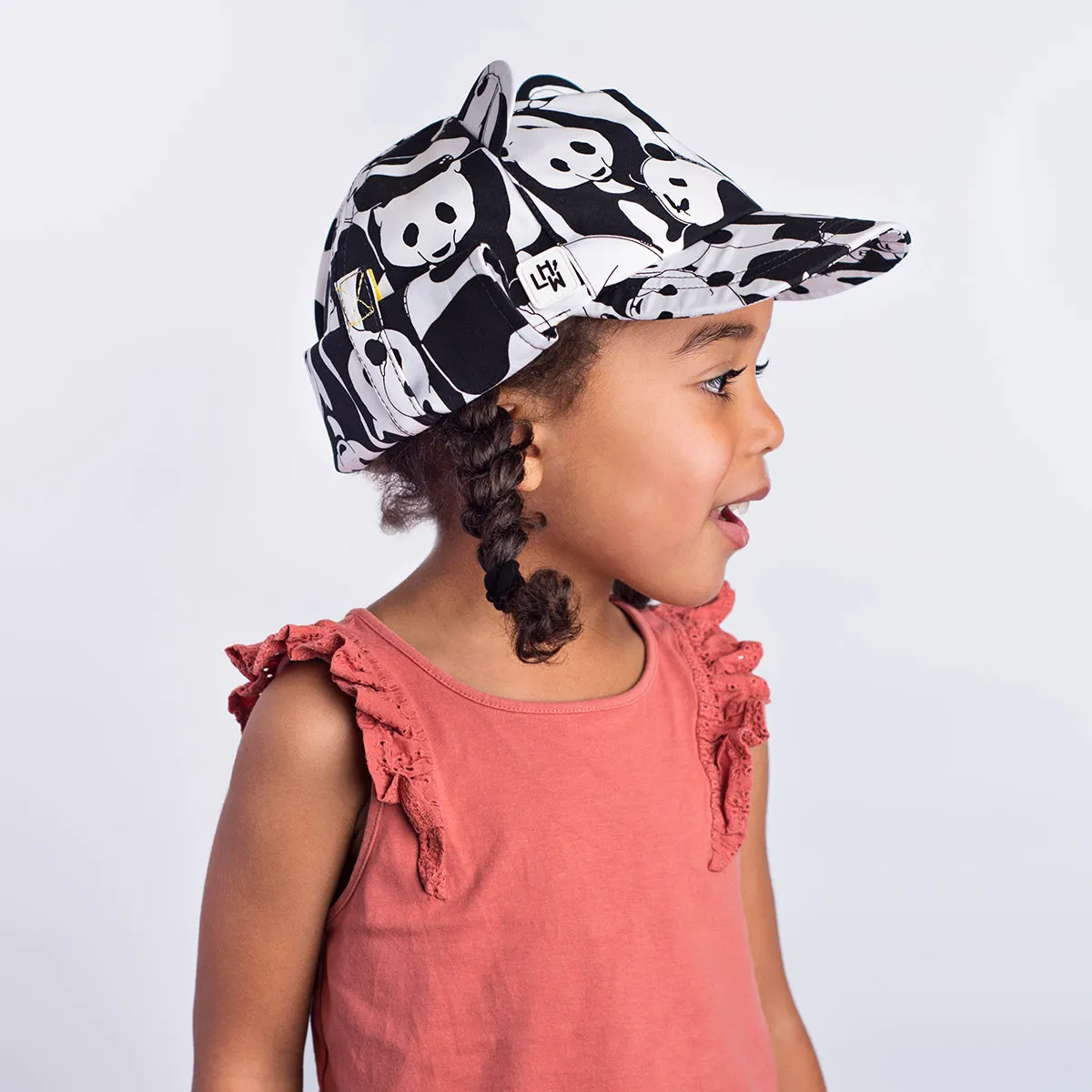 Kids Cub hat with neck flap: Panda Pop