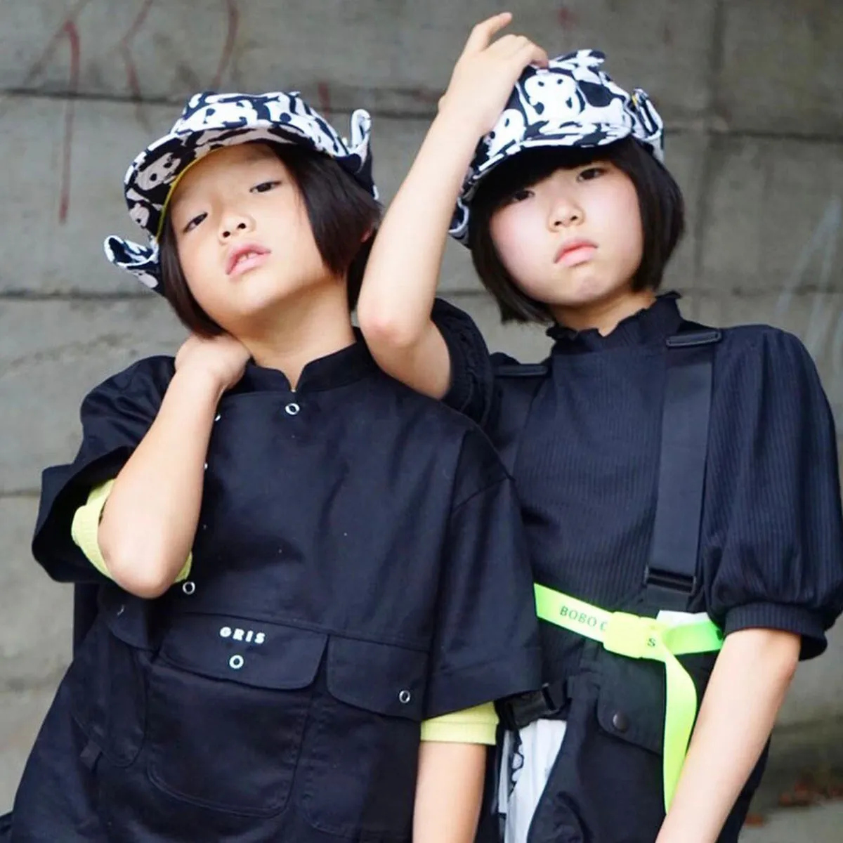 Kids Cub hat with neck flap: Panda Pop