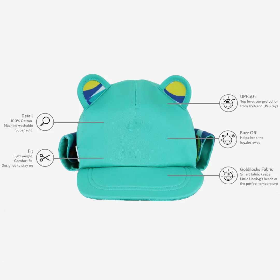 Kids Cub Sun Hat with Neck Flap: Turquoise