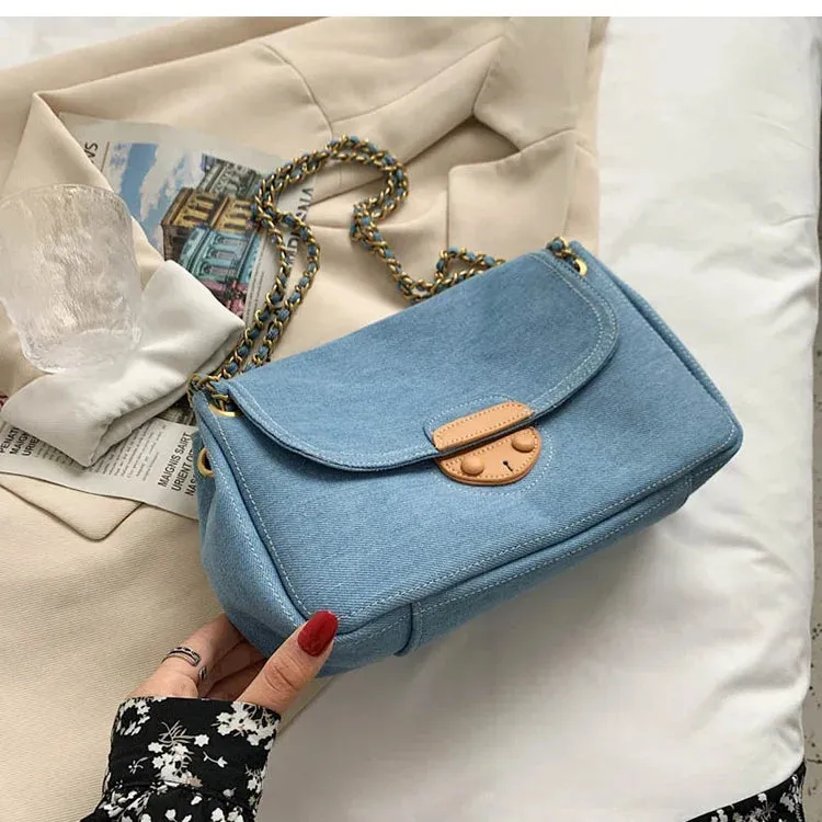 Lana Vintage Blue Denim Flap Bags