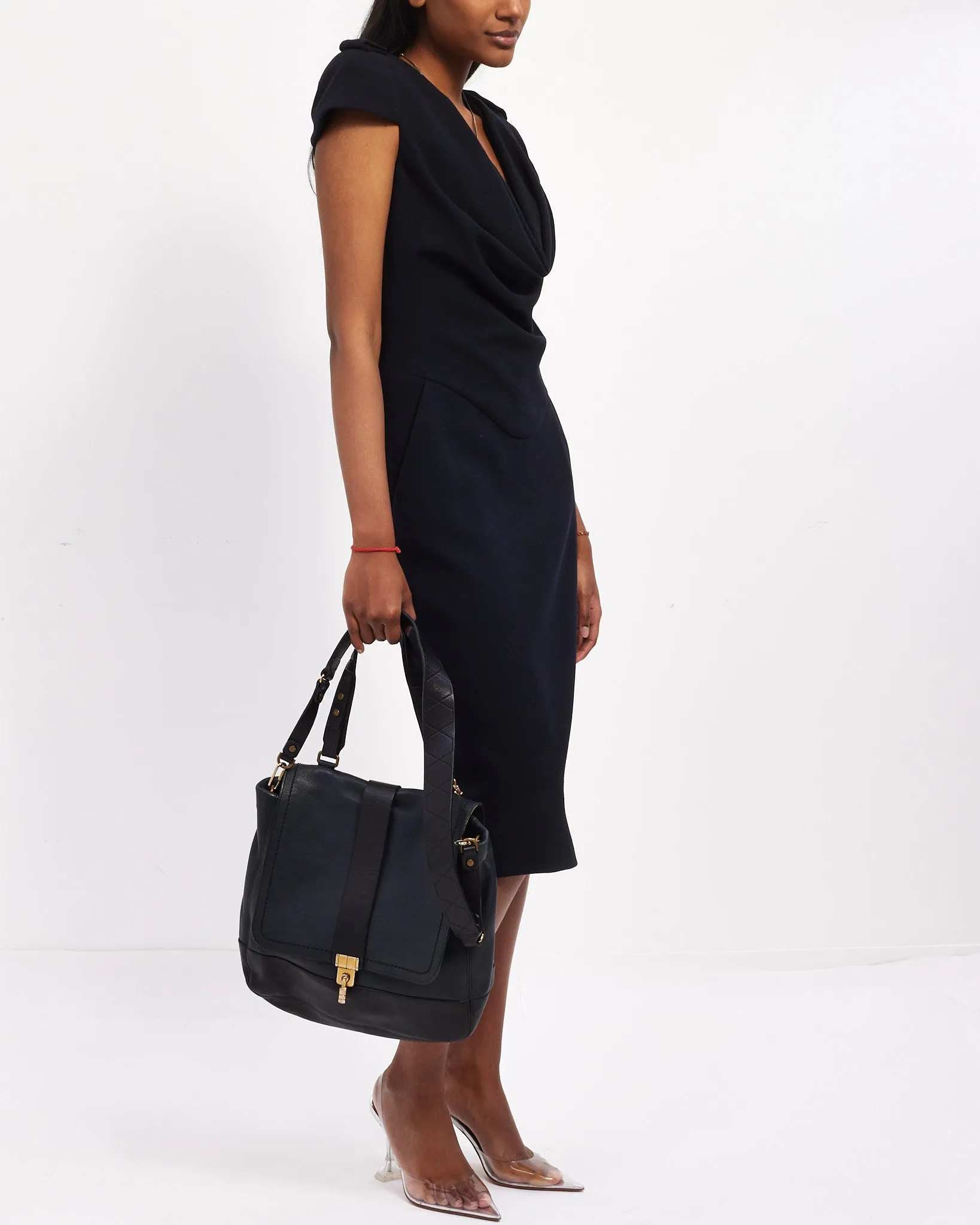 Lanvin Black Leather Shoulder Happy Bag