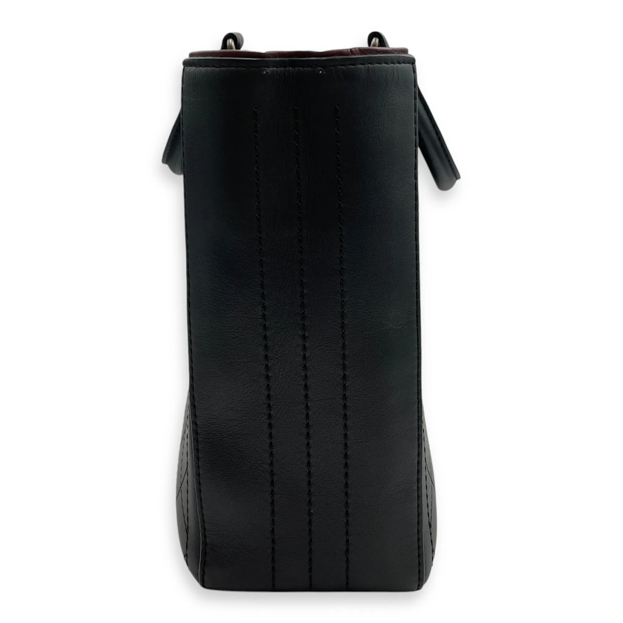 Large Black Tote Bag in Calfskin, Ruthenium hardware