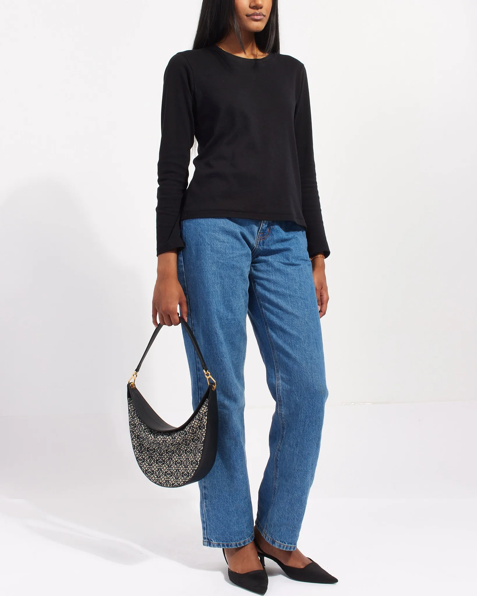 Loewe Navy/Black Anagram Jacquard Classic Luna Shoulder Bag