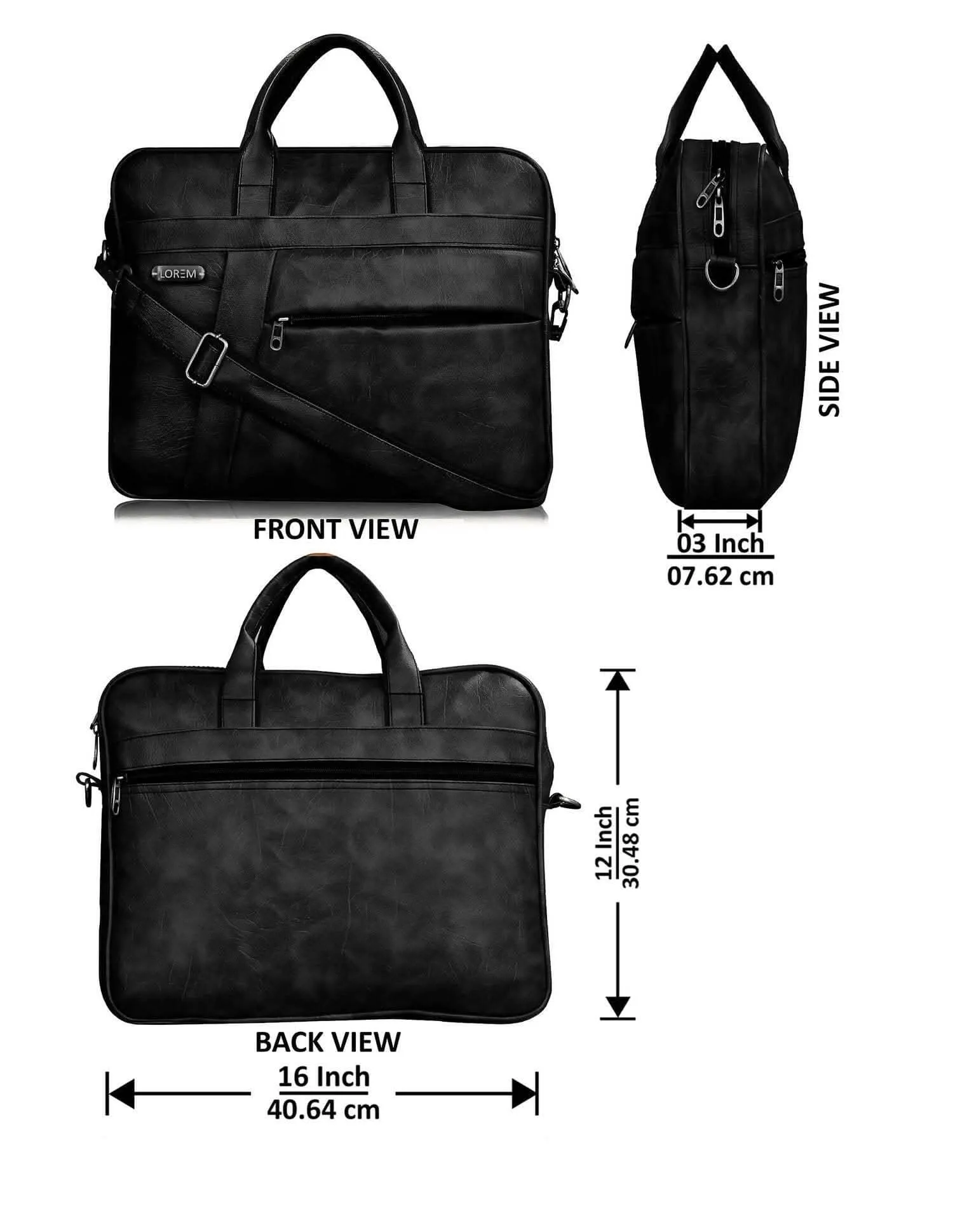 LOREM Black Color Faux Leather 10L Messenger Bag For Men & Women(BG17)