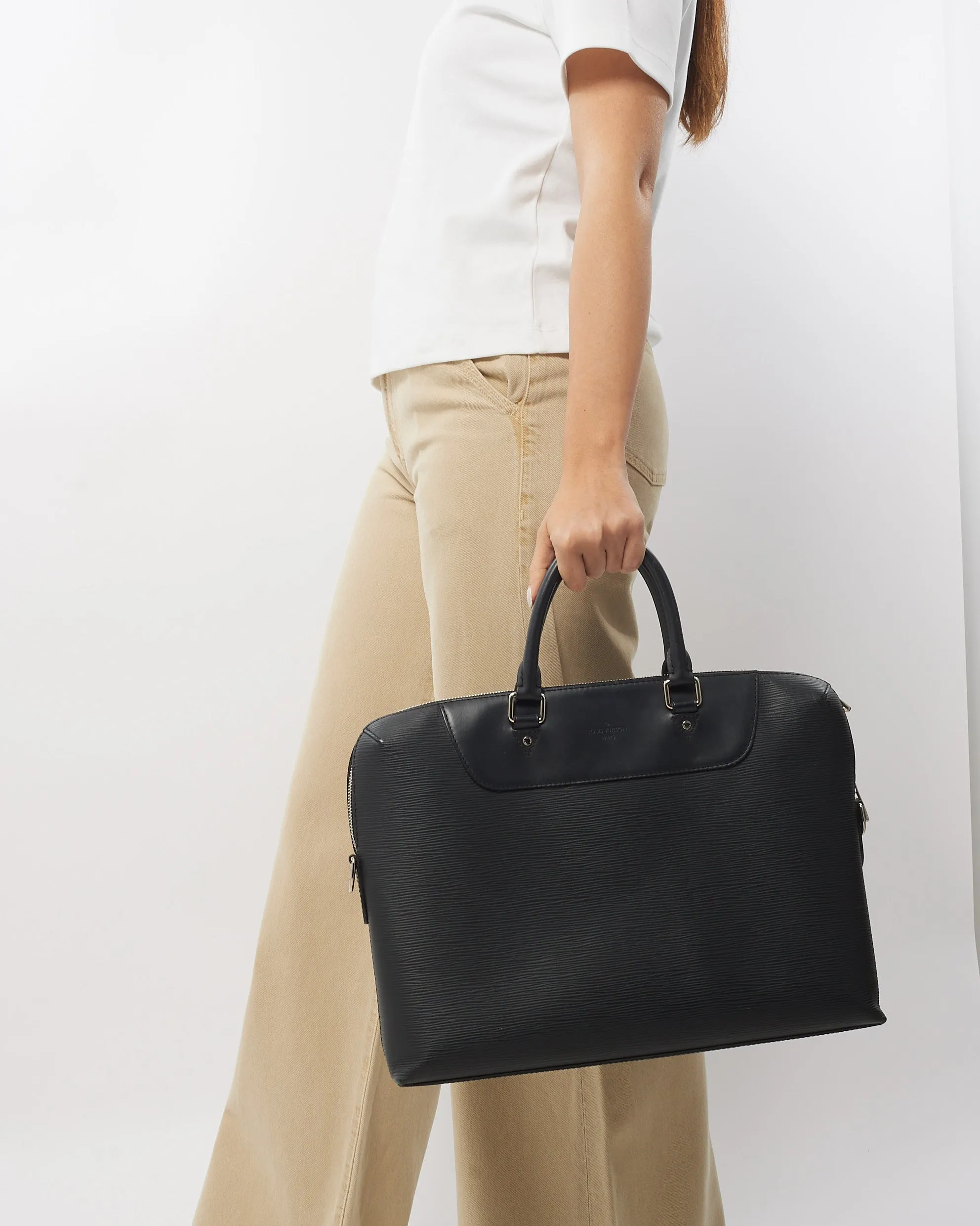 Louis Vuitton Black Epi Leather Porte Document Jules Business Bag