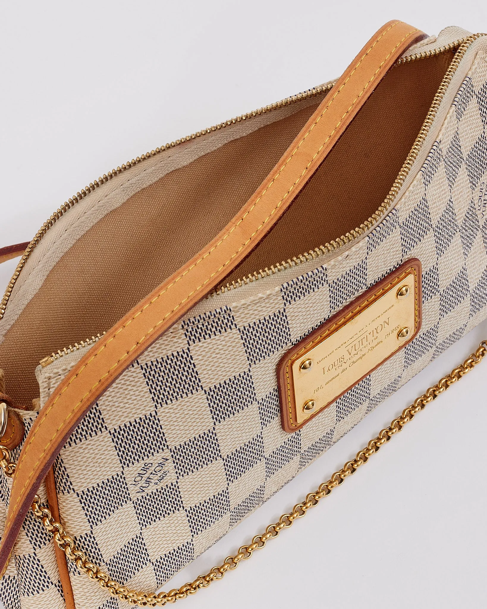 Louis Vuitton Damier Azur Canvas Eva Clutch Crossbody Bag