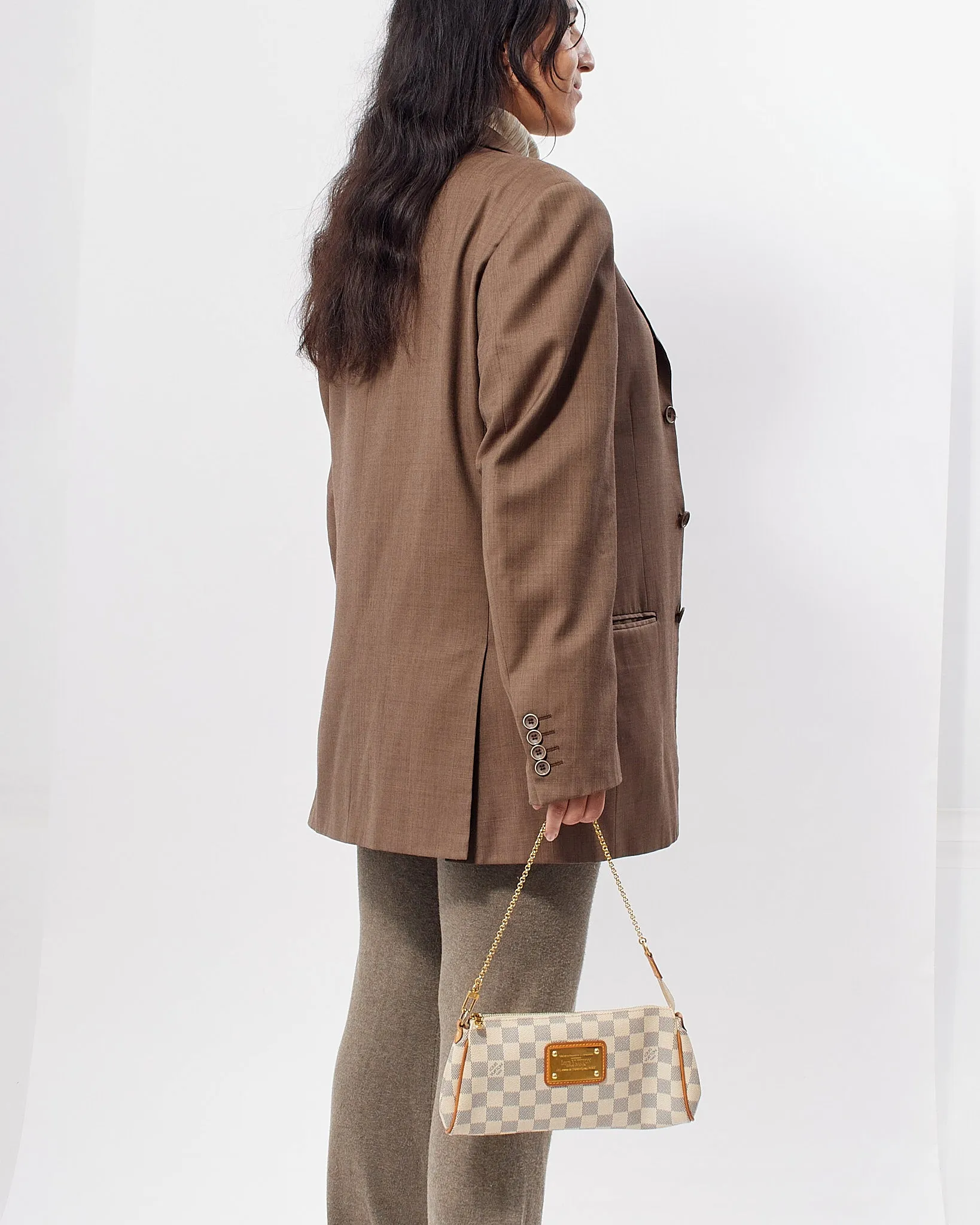 Louis Vuitton Damier Azur Canvas Eva Clutch Crossbody Bag