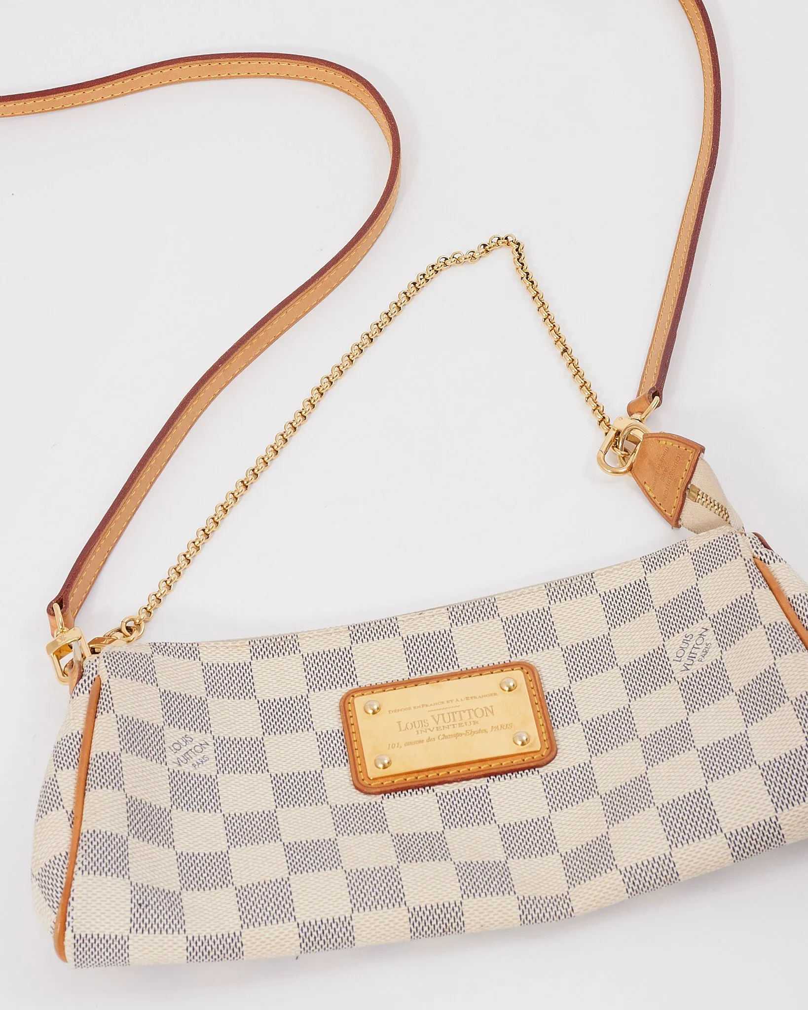 Louis Vuitton Damier Azur Canvas Eva Clutch Crossbody Bag
