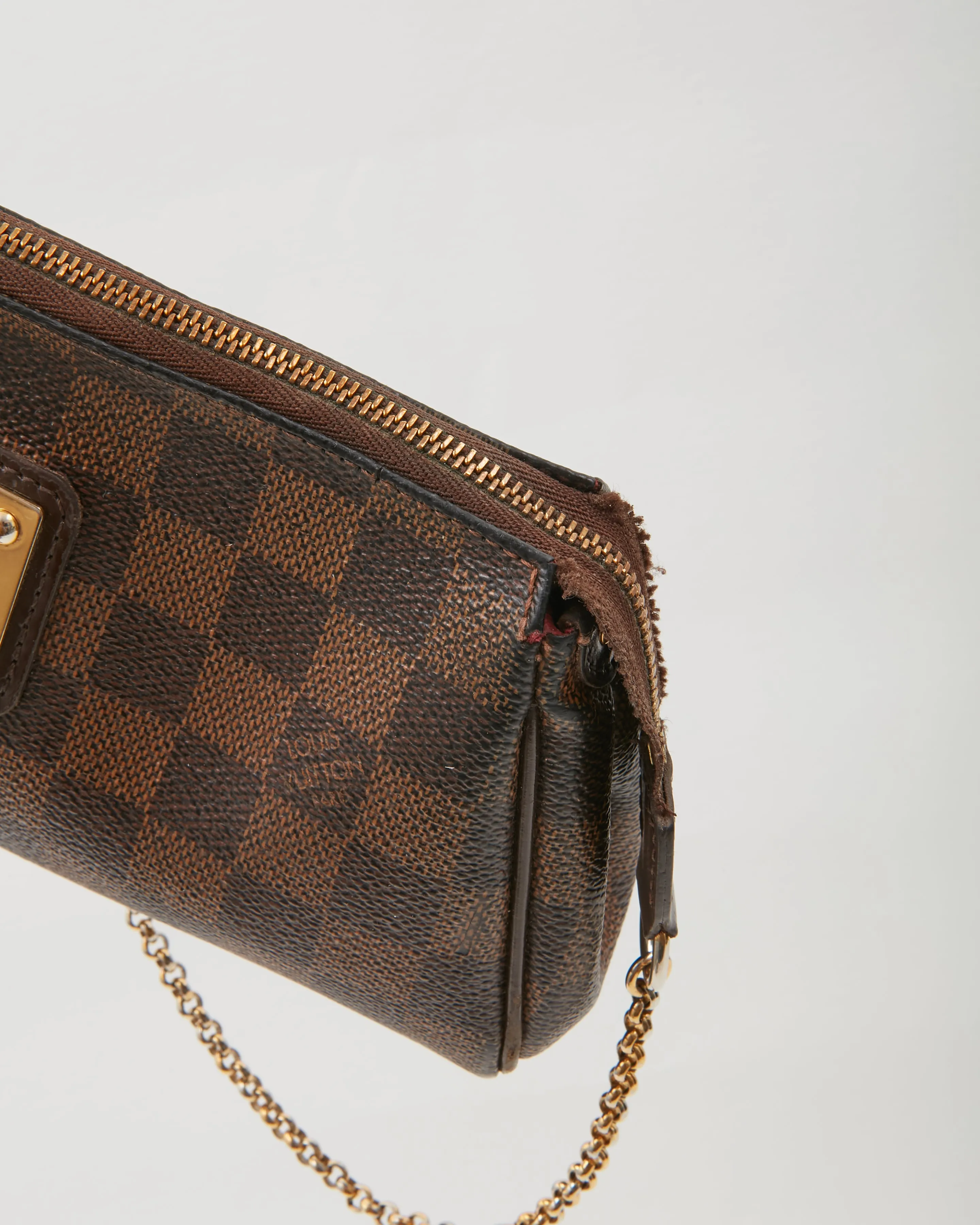 Louis Vuitton Damier Ebene Canvas Eva Clutch Bag