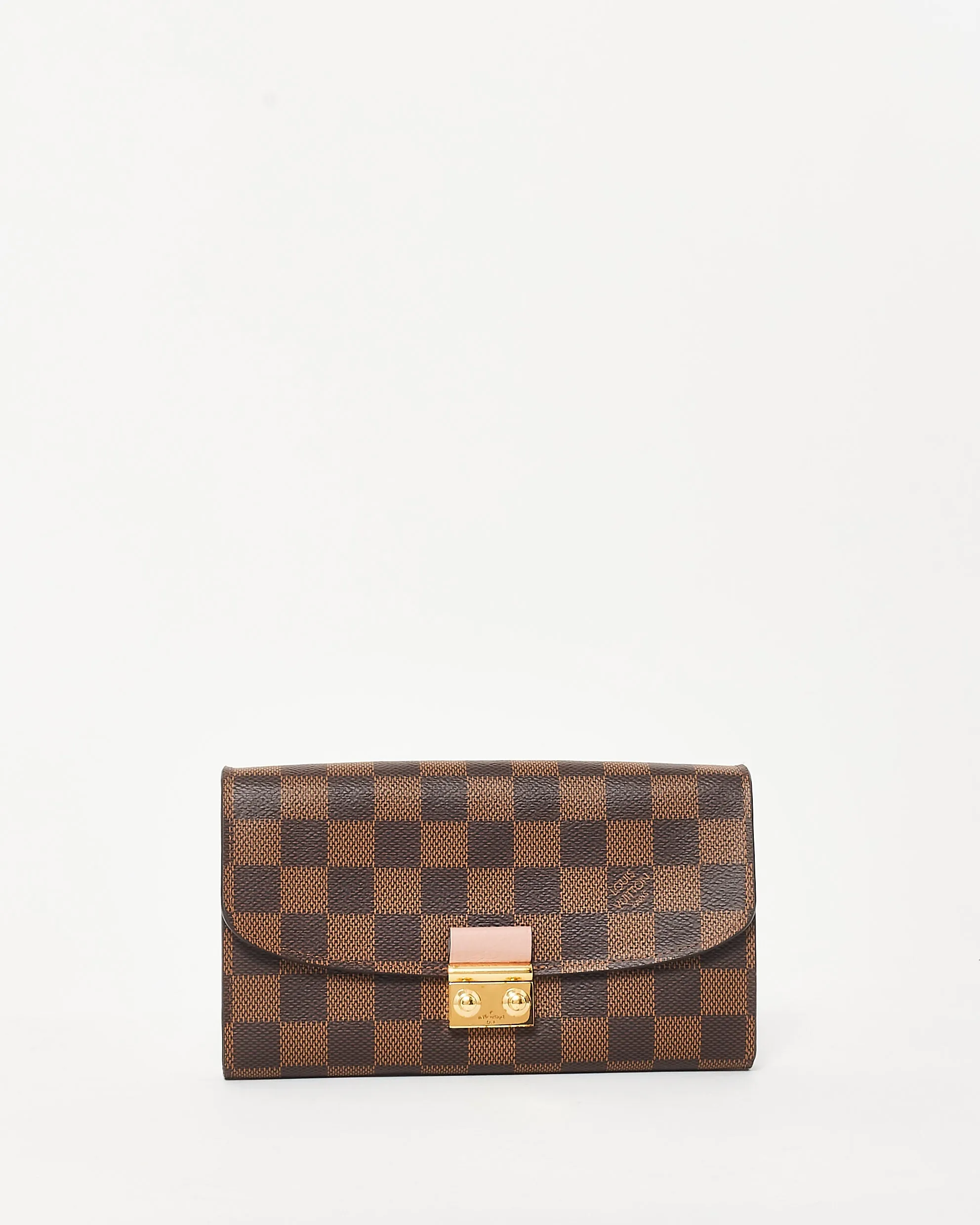 Louis Vuitton Damier Ebene Coated Canvas Croisette Wallet On Chain