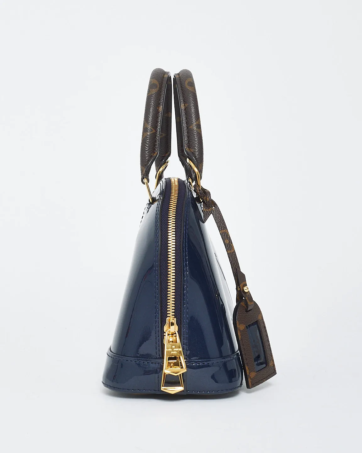 Louis Vuitton Dark Blue Vernis Lisse & Monogram Leather Alma BB Bag