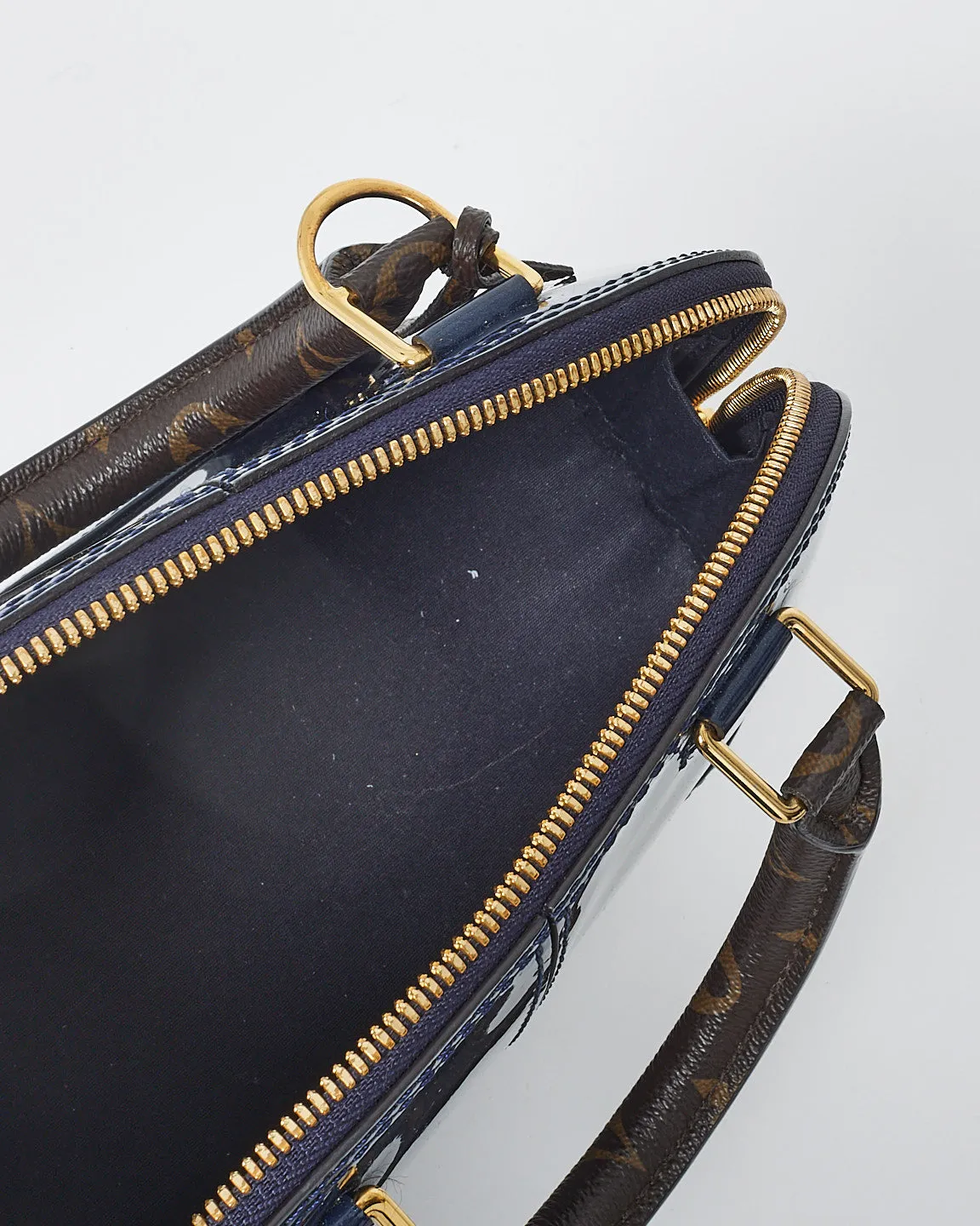 Louis Vuitton Dark Blue Vernis Lisse & Monogram Leather Alma BB Bag