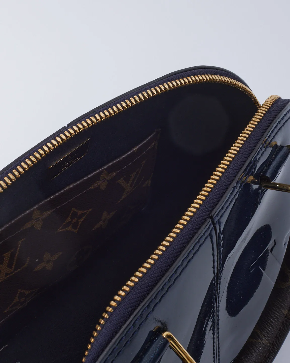 Louis Vuitton Dark Blue Vernis Lisse & Monogram Leather Alma BB Bag
