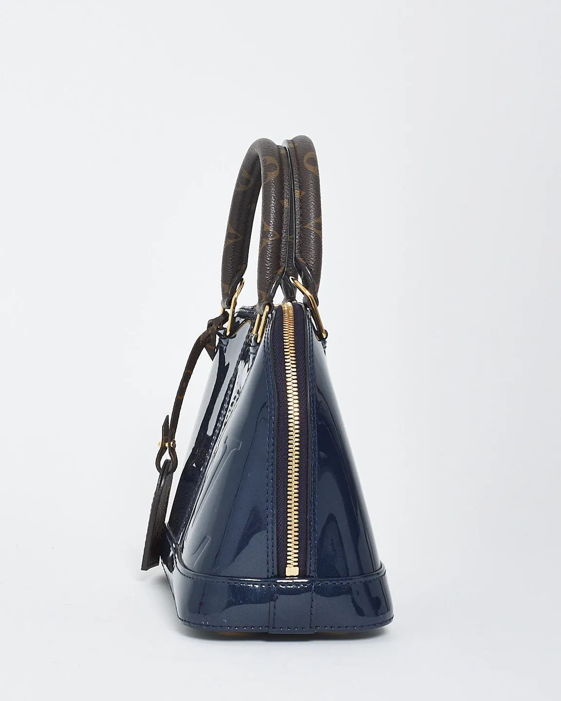 Louis Vuitton Dark Blue Vernis Lisse & Monogram Leather Alma BB Bag