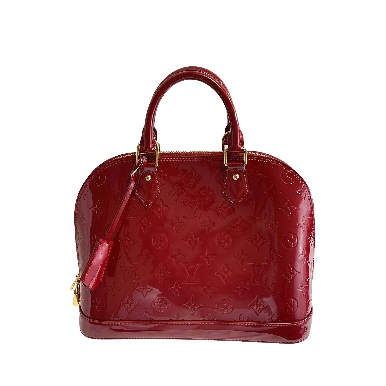 Louis Vuitton - Excellent - Alma PM in Red Patent Leather - Top Handle Handbag