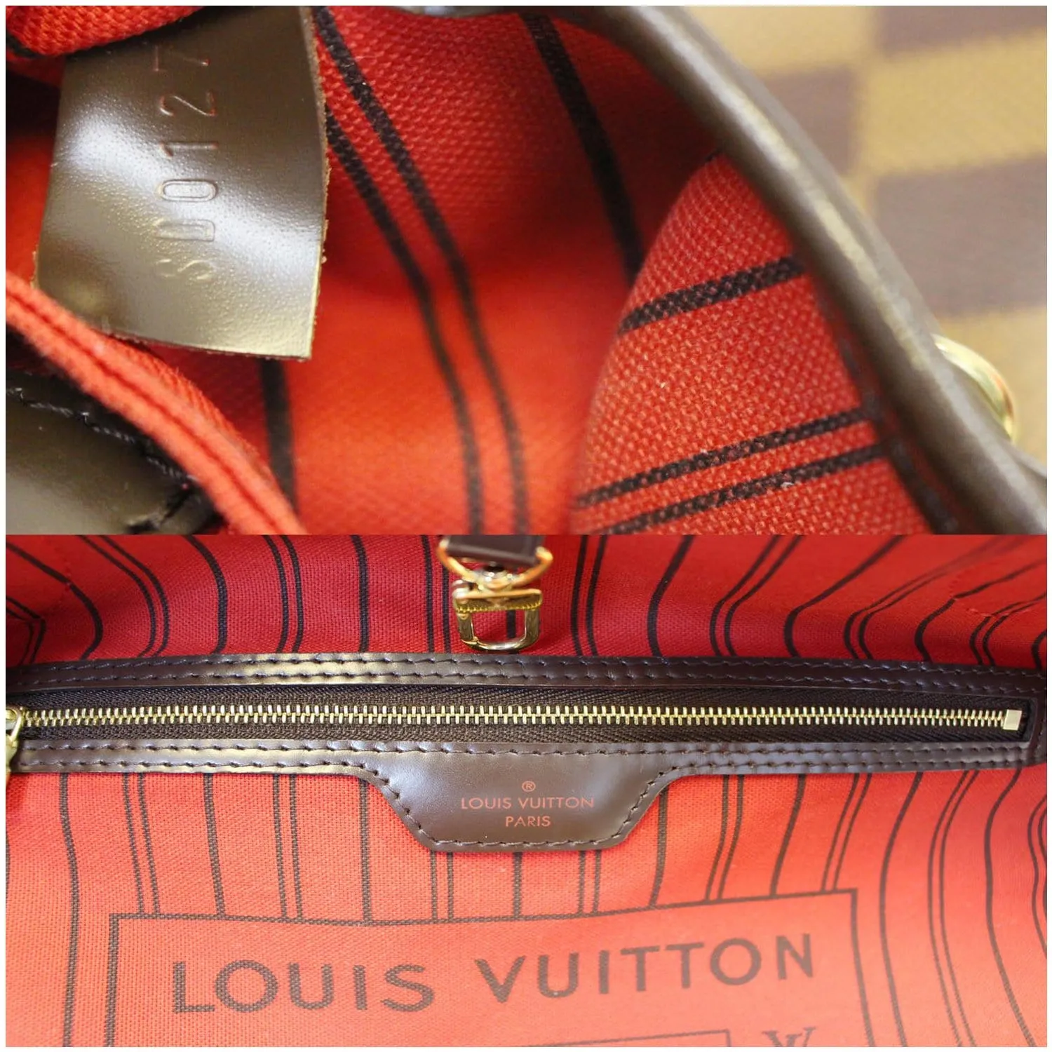 LOUIS VUITTON Neverfull MM Damier Ebene Tote Shoulder Bag Brown