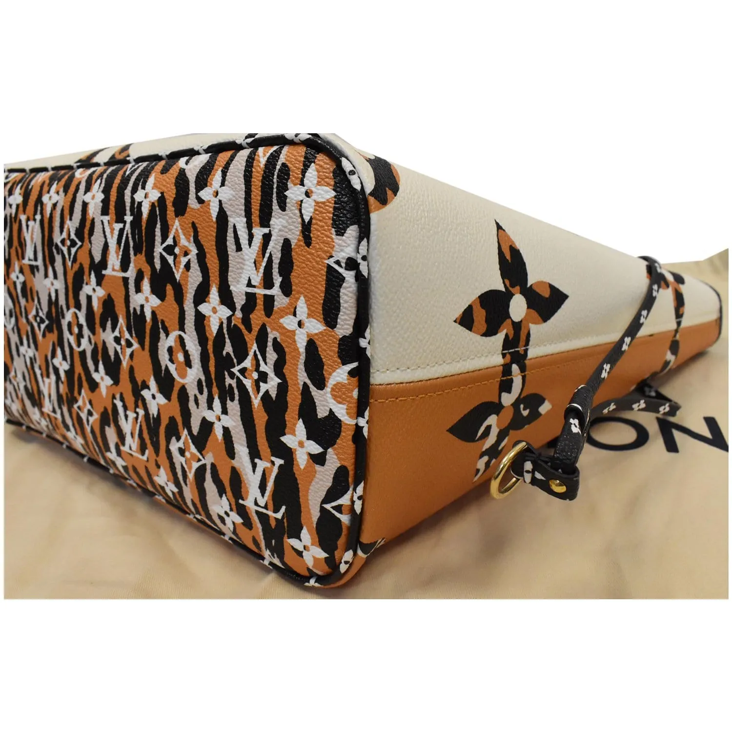 LOUIS VUITTON Neverfull MM Monogram Jungle Shoulder Bag Ivory/Orange
