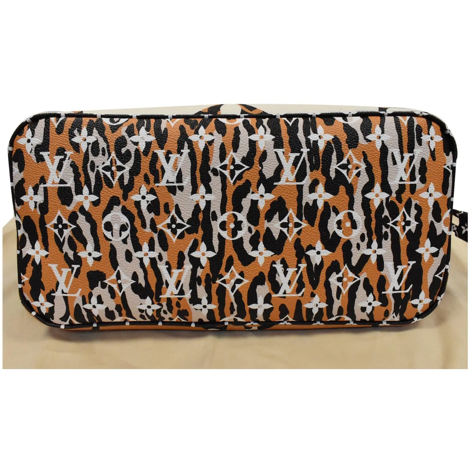 LOUIS VUITTON Neverfull MM Monogram Jungle Shoulder Bag Ivory/Orange