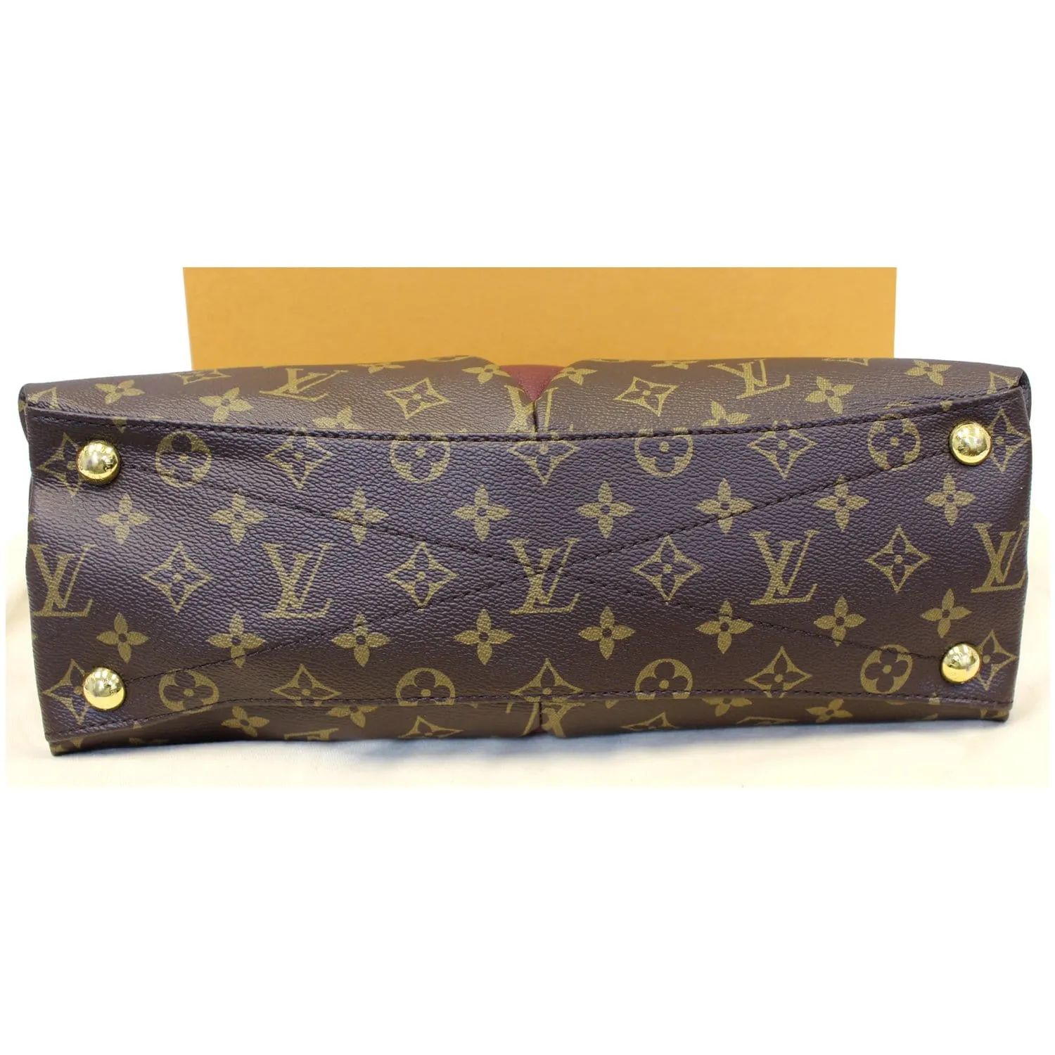 LOUIS VUITTON V MM Monogram Canvas Tote Shoulder Bag Bordeaux