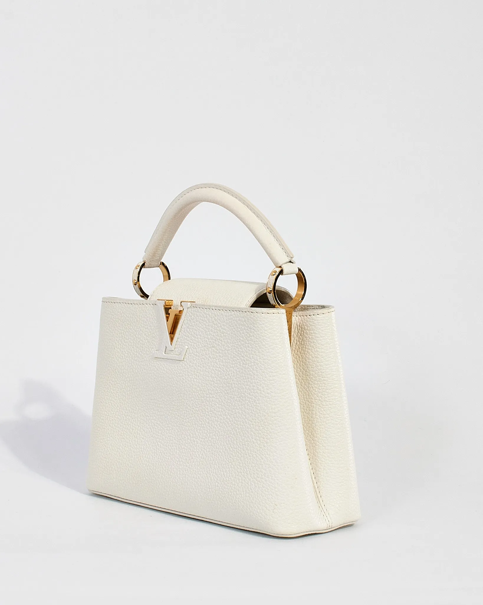 Louis Vuitton White Taurillon Leather Capucines BB Bag