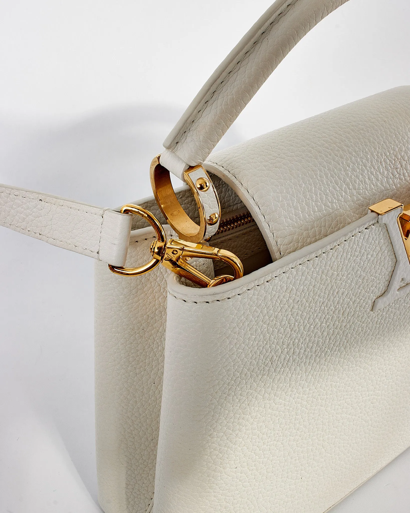 Louis Vuitton White Taurillon Leather Capucines BB Bag