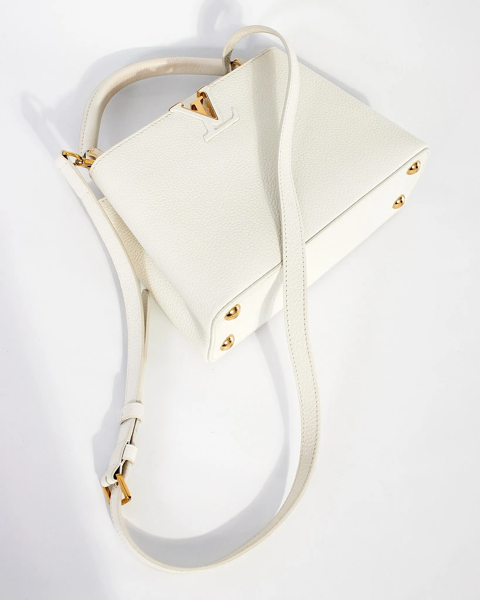 Louis Vuitton White Taurillon Leather Capucines BB Bag